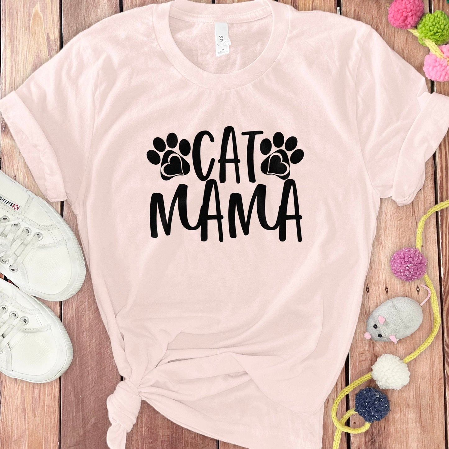 Cute Cat Mama T-Shirt with Paw Print Design product type