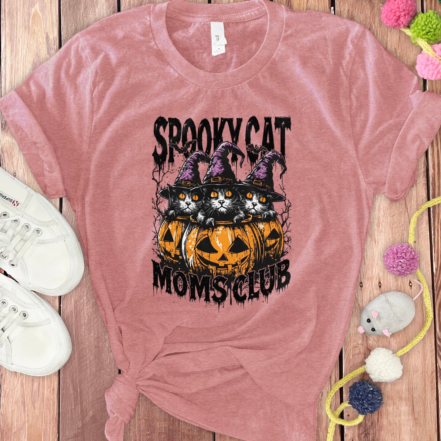 Spooky Cat Moms Club Graphic Tee Shirt Halloween product