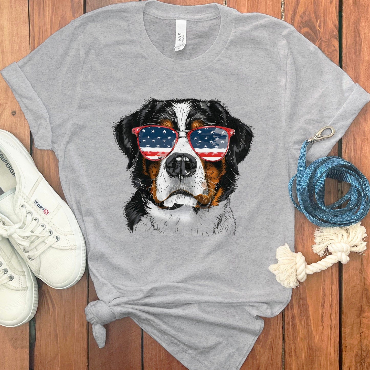 Cool Dog Wearing American Flag Sunglasses T-shirt product