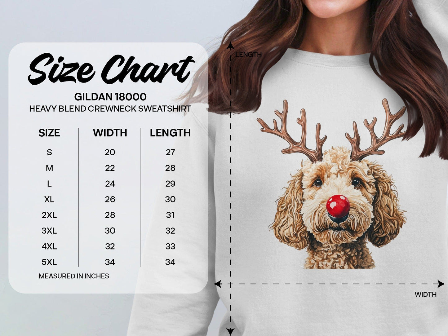 Festive Reindeer Dog Graphic Crewneck Sweatshirt