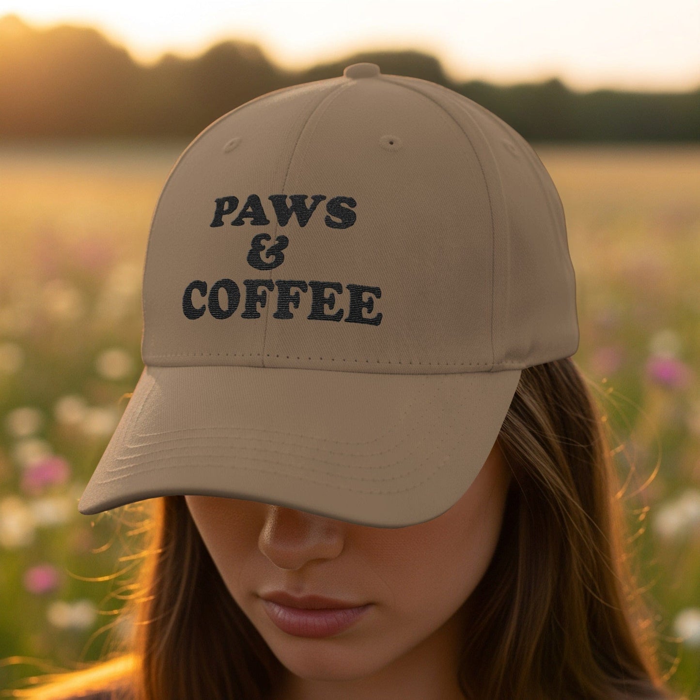Paws and Coffee Embroidered Hat for Fun Product