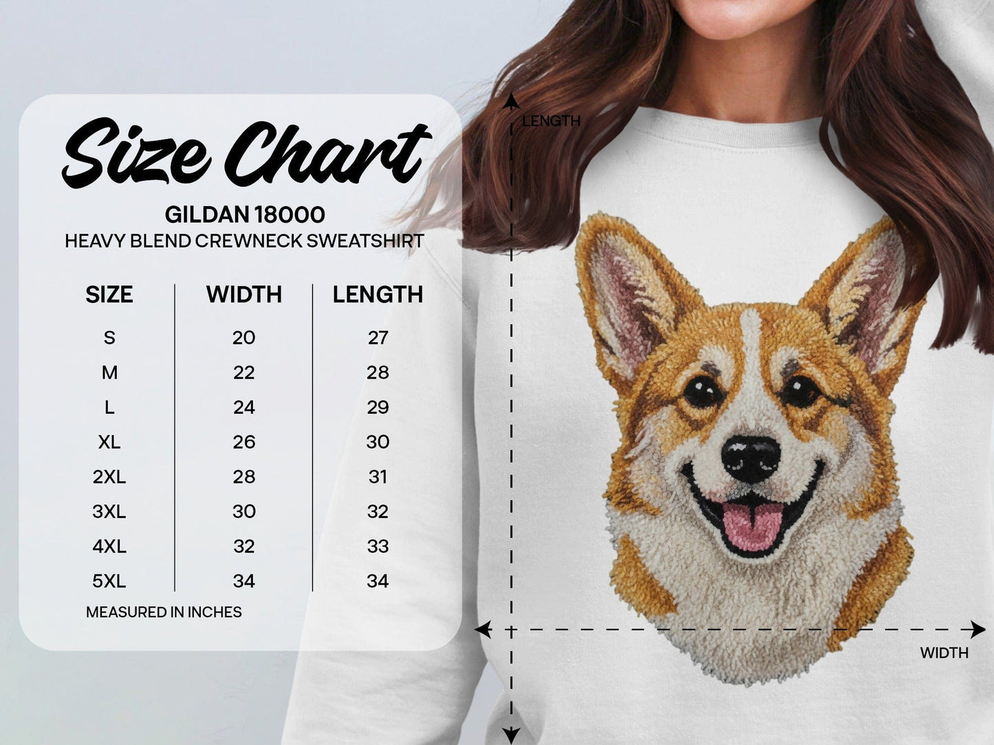 Cute Corgi Face Embroidered Crewneck Sweatshirt