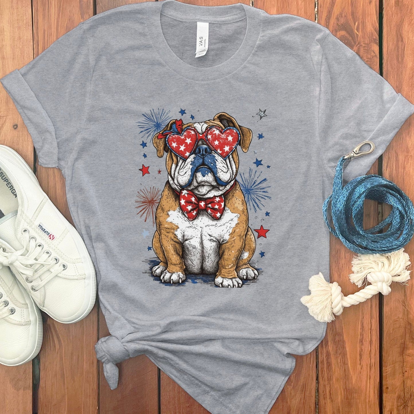 Bulldog Wearing Heart Sunglasses Graphic Tee product type