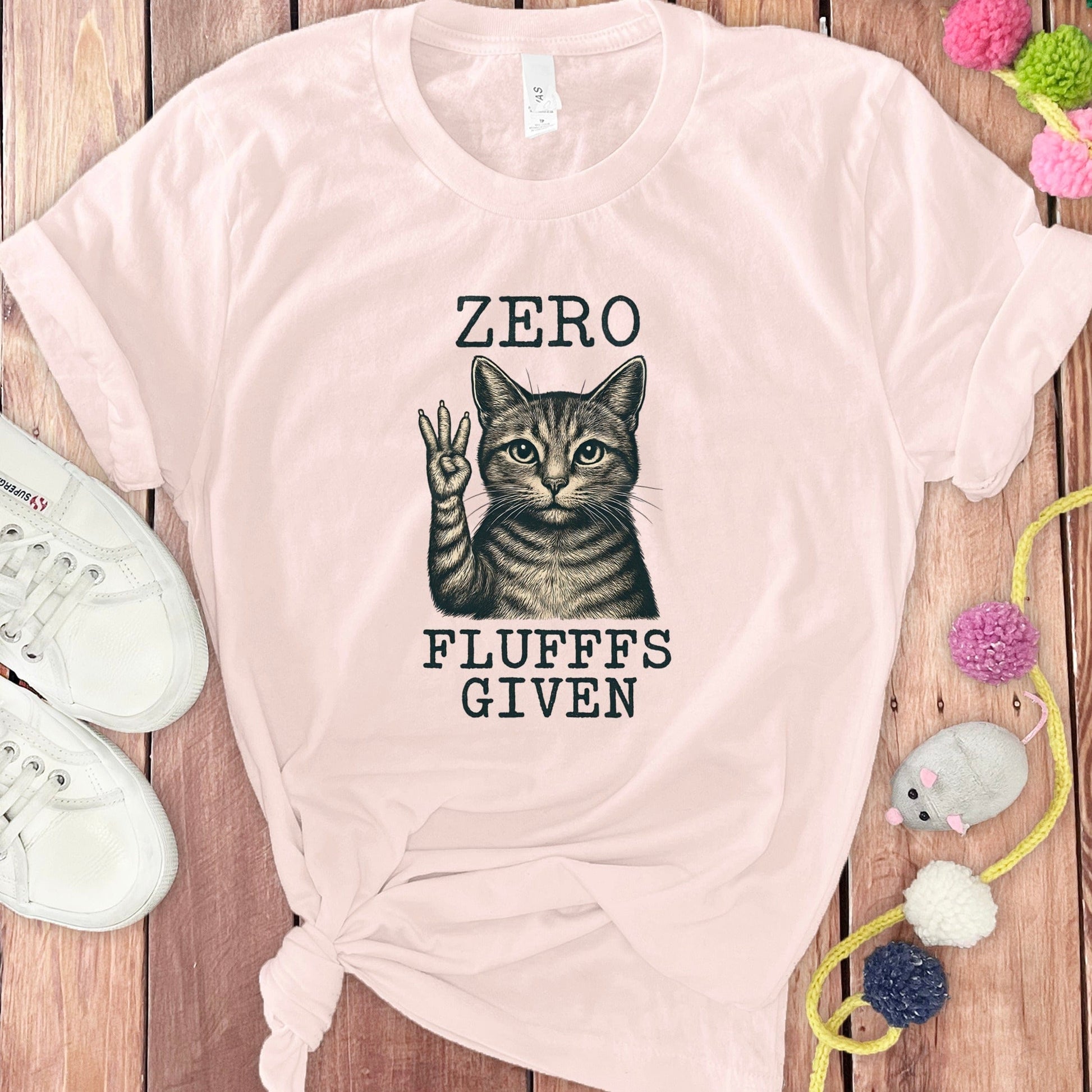 Zero Fluffs Given Graphic Cat Print T-Shirt product