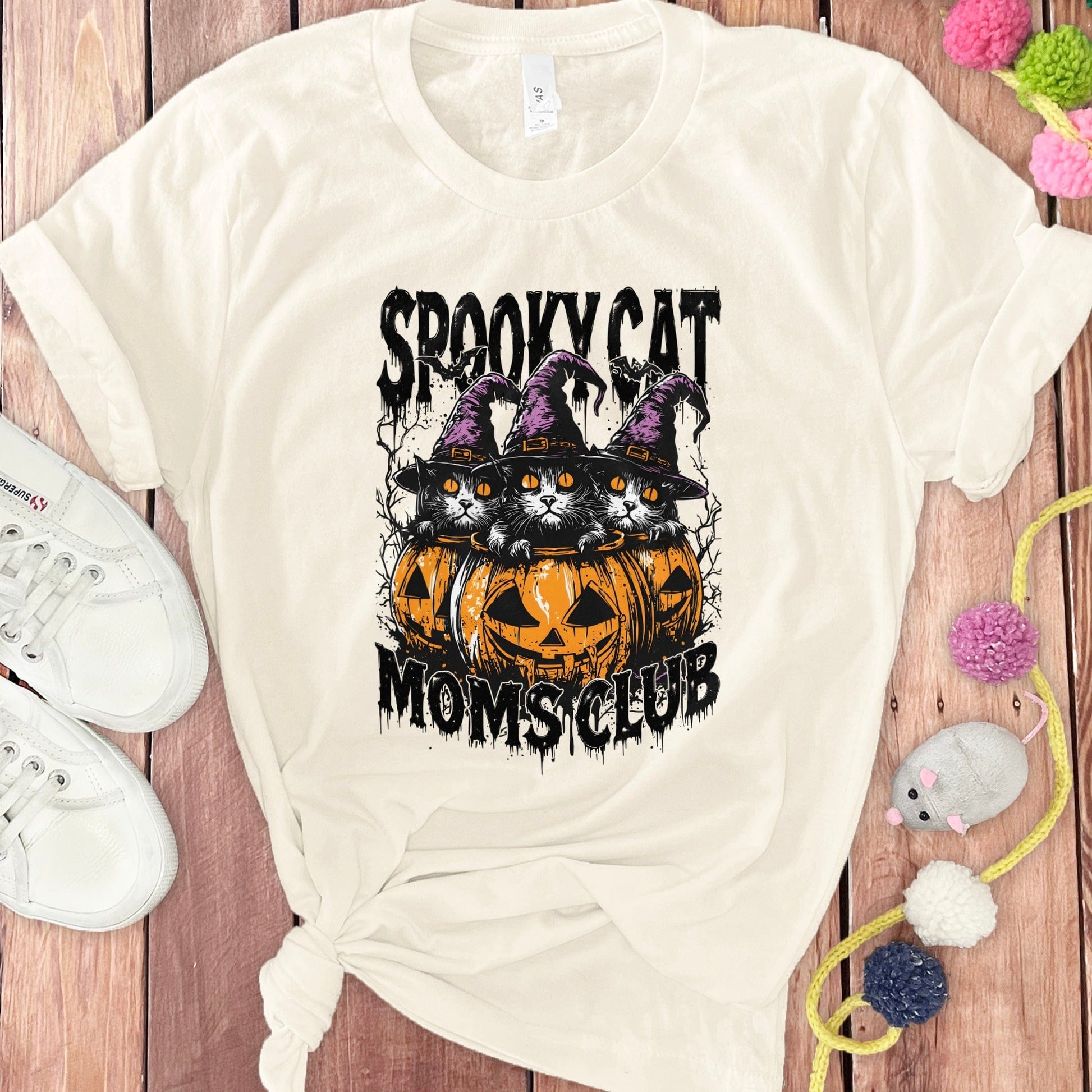 Spooky Cat Moms Club Halloween Graphic T-Shirt product type