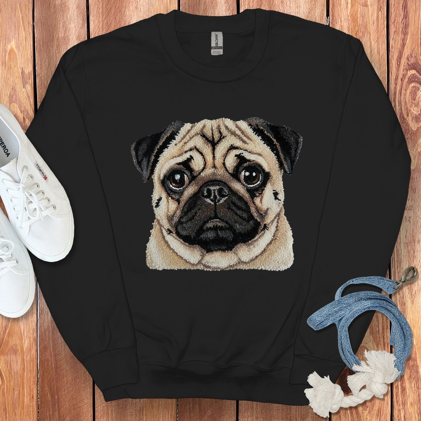 Cozy Sweatshirt with Adorable Pug Dog Design