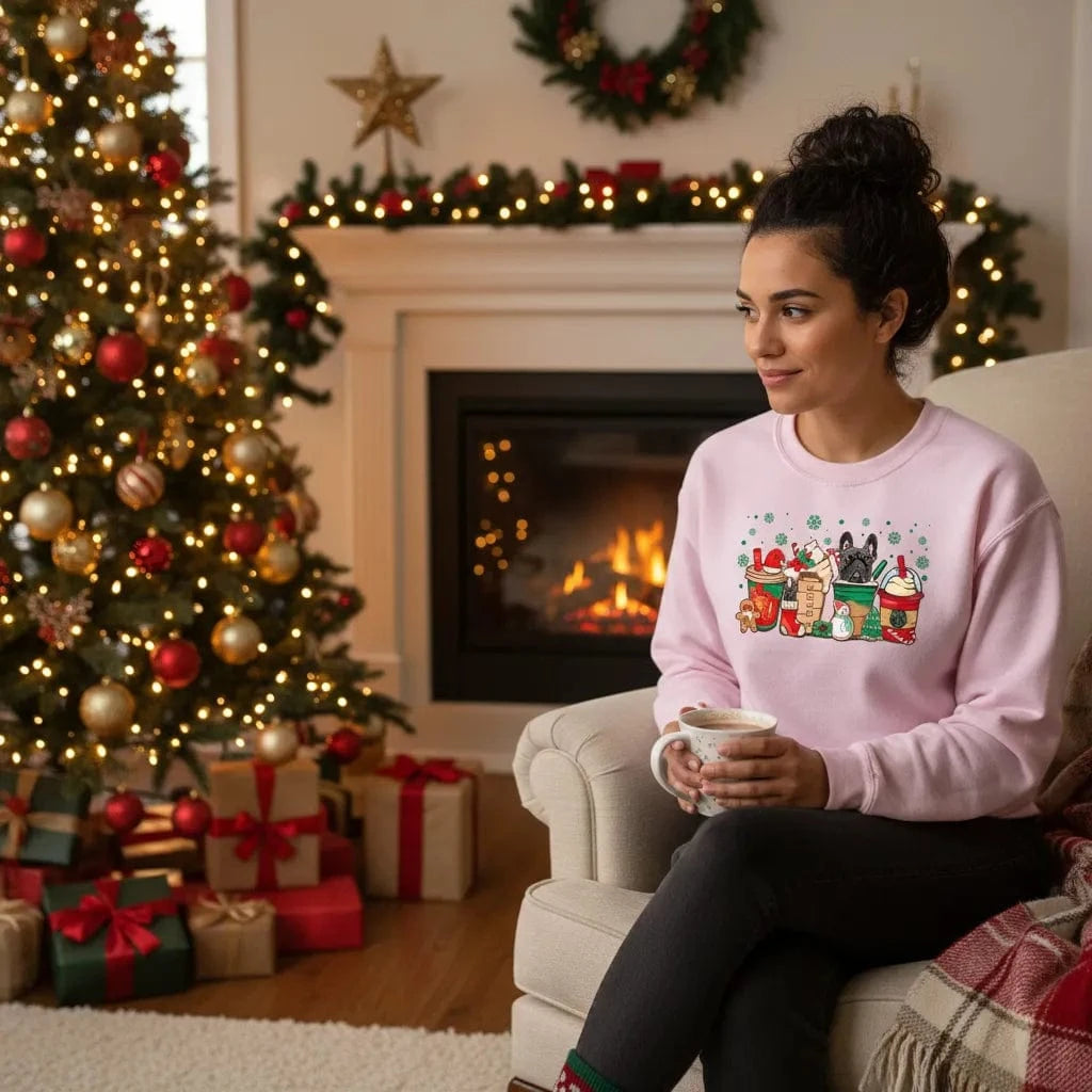 CHRISTMAS FRENCH BULLDOGS COFFEE SWEATSHIRT