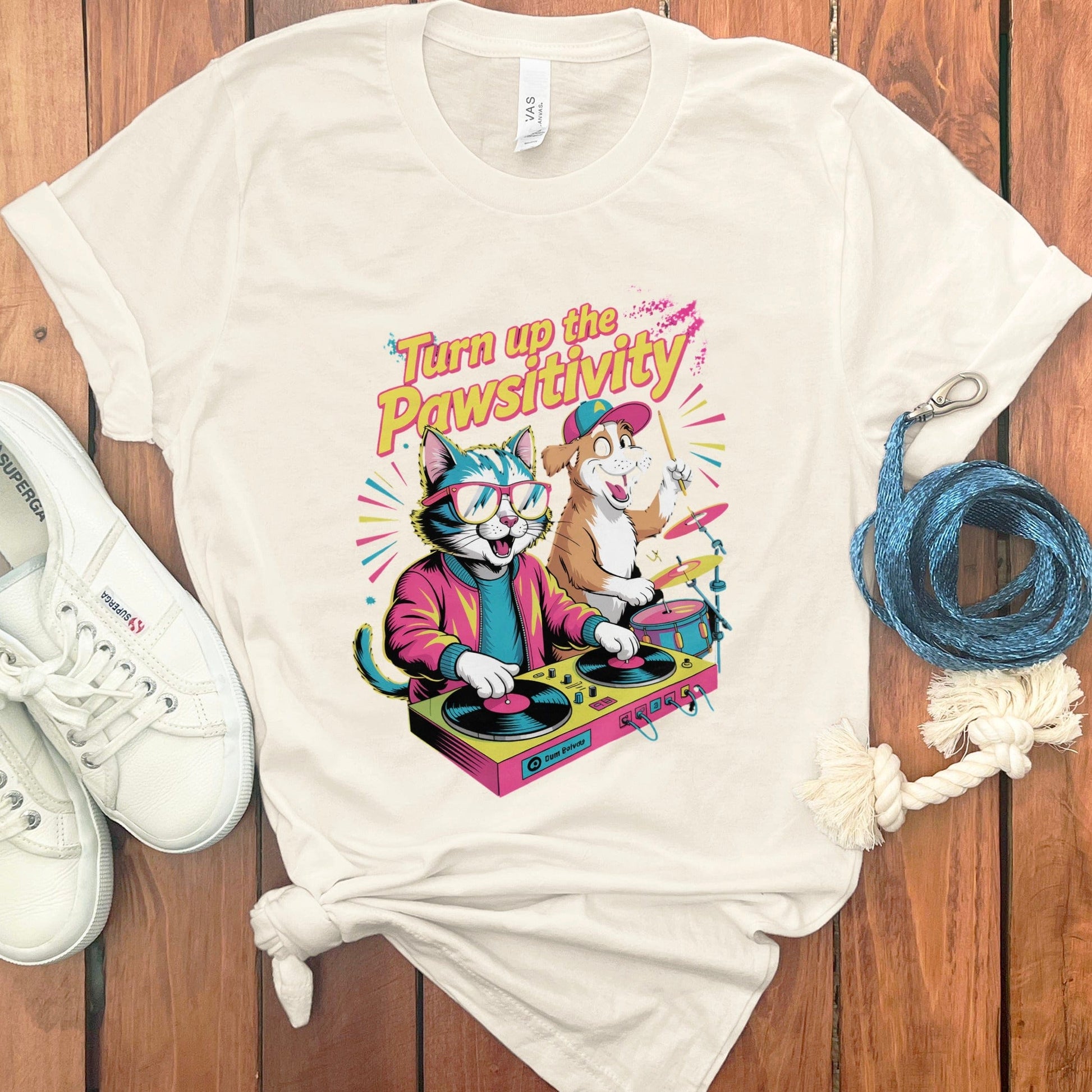 Turn up the Pawsitivity Cat and Dog DJ T-shirt product