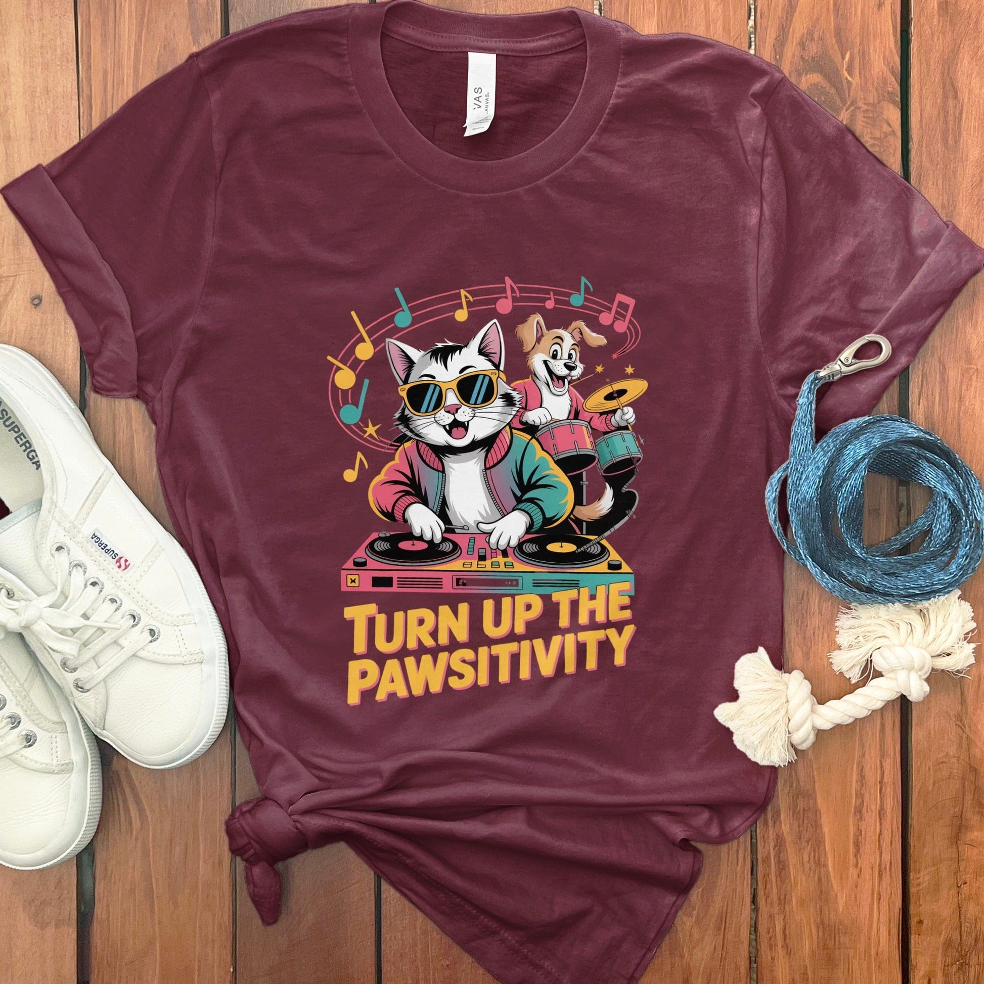 Turn Up The Pawsitivity Cat DJ T-Shirt product