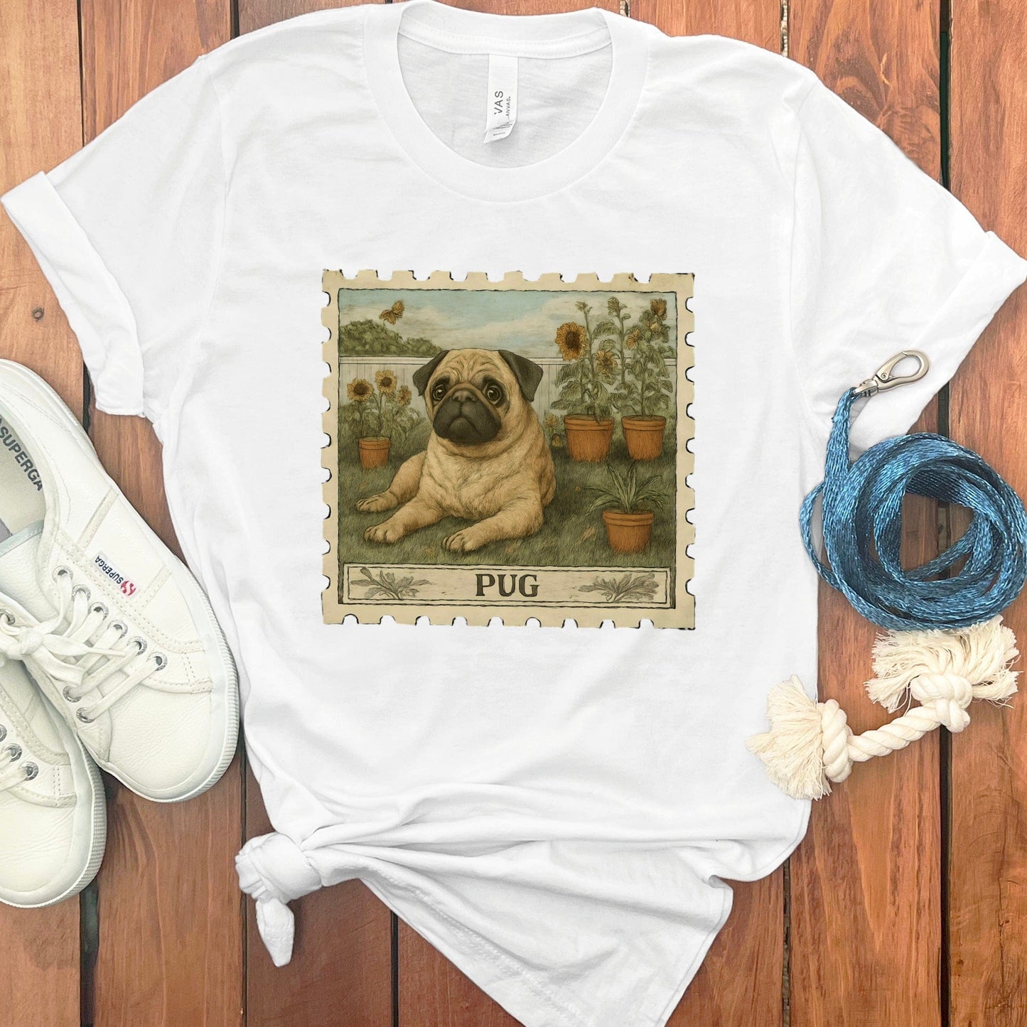 Cute Pug Dog Graphic Print White T-Shirt product