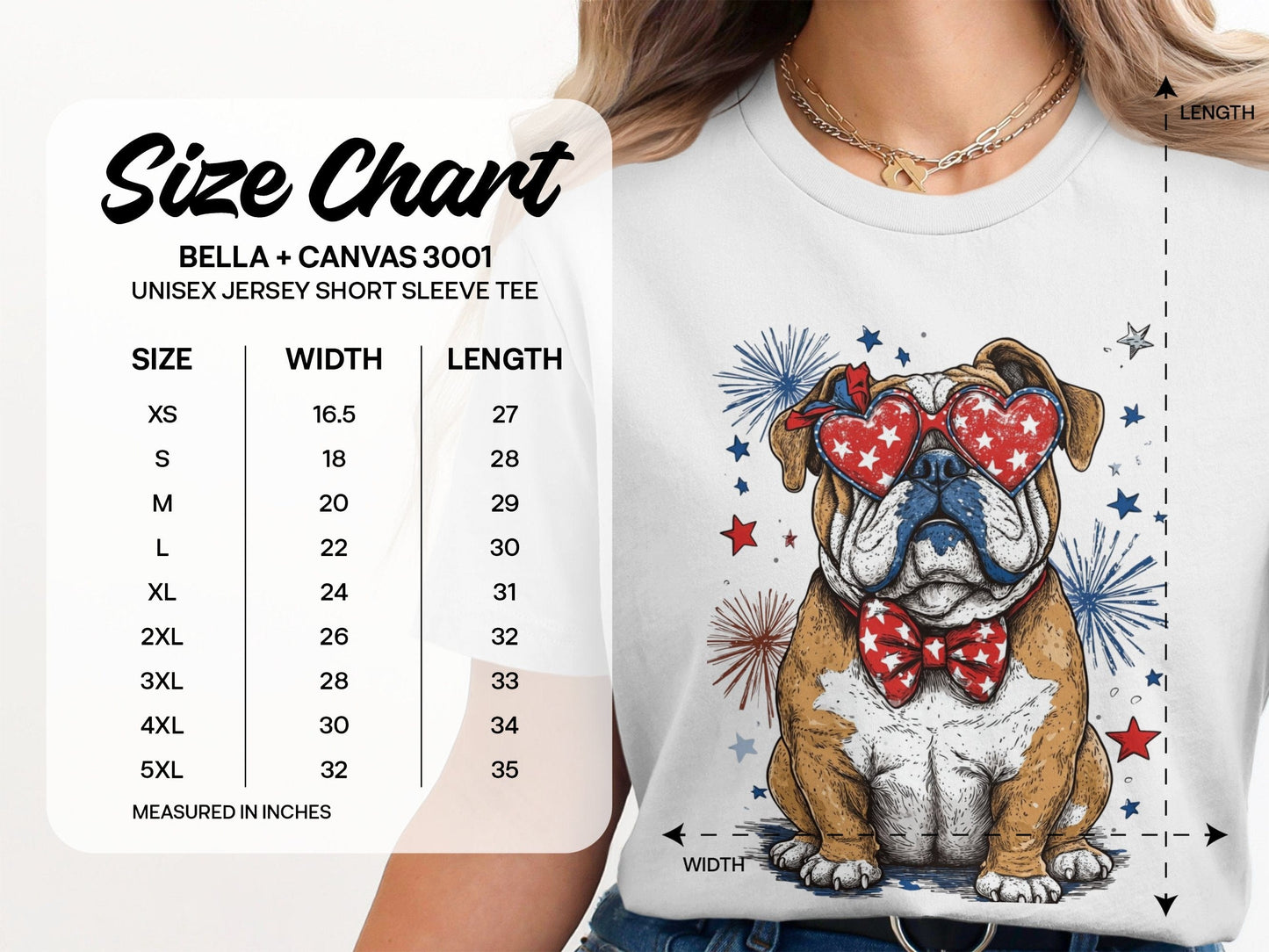 Patriotic Dog with Heart Sunglasses Short Sleeve Tee