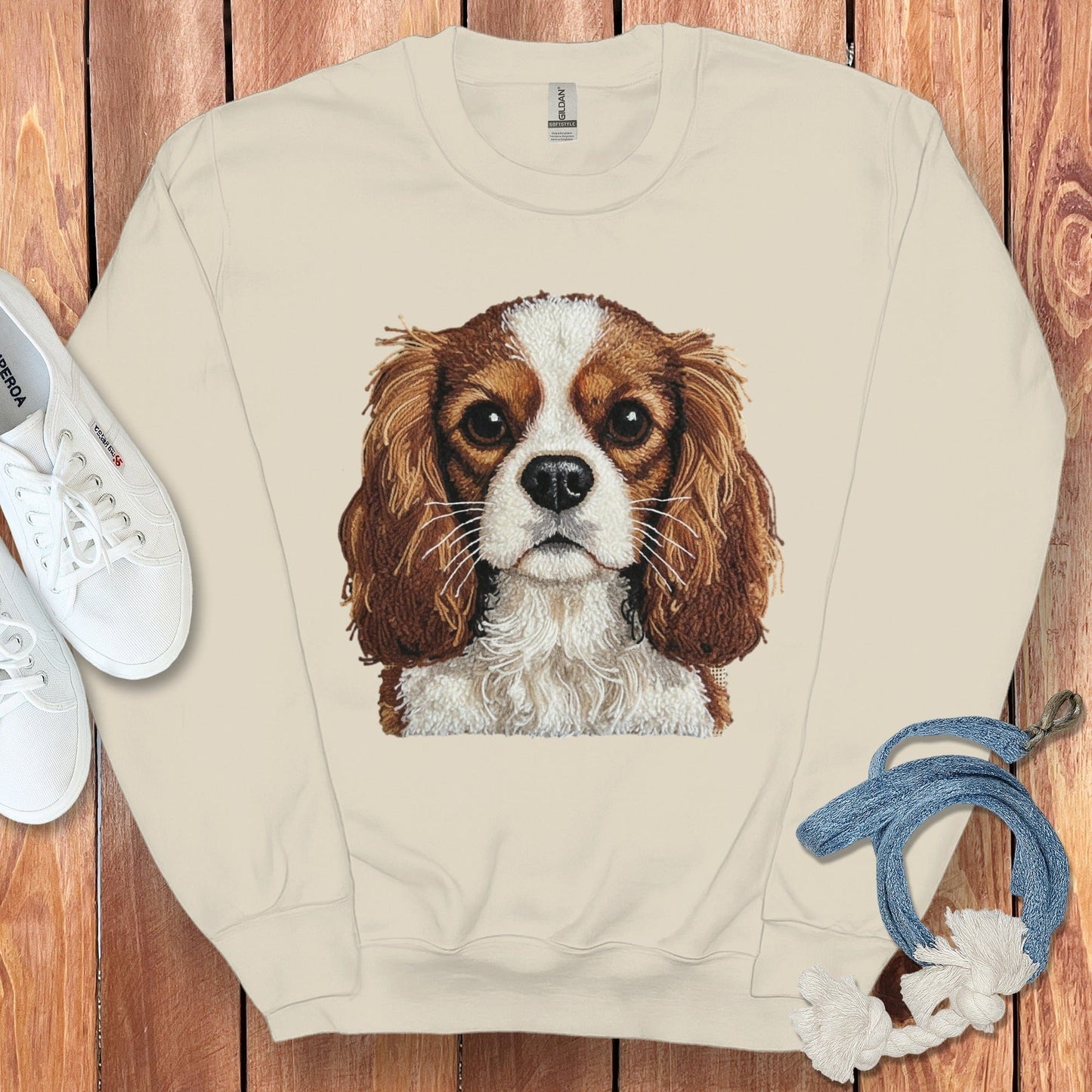 Cozy Sweatshirt with Cavalier King Charles Spaniel Design