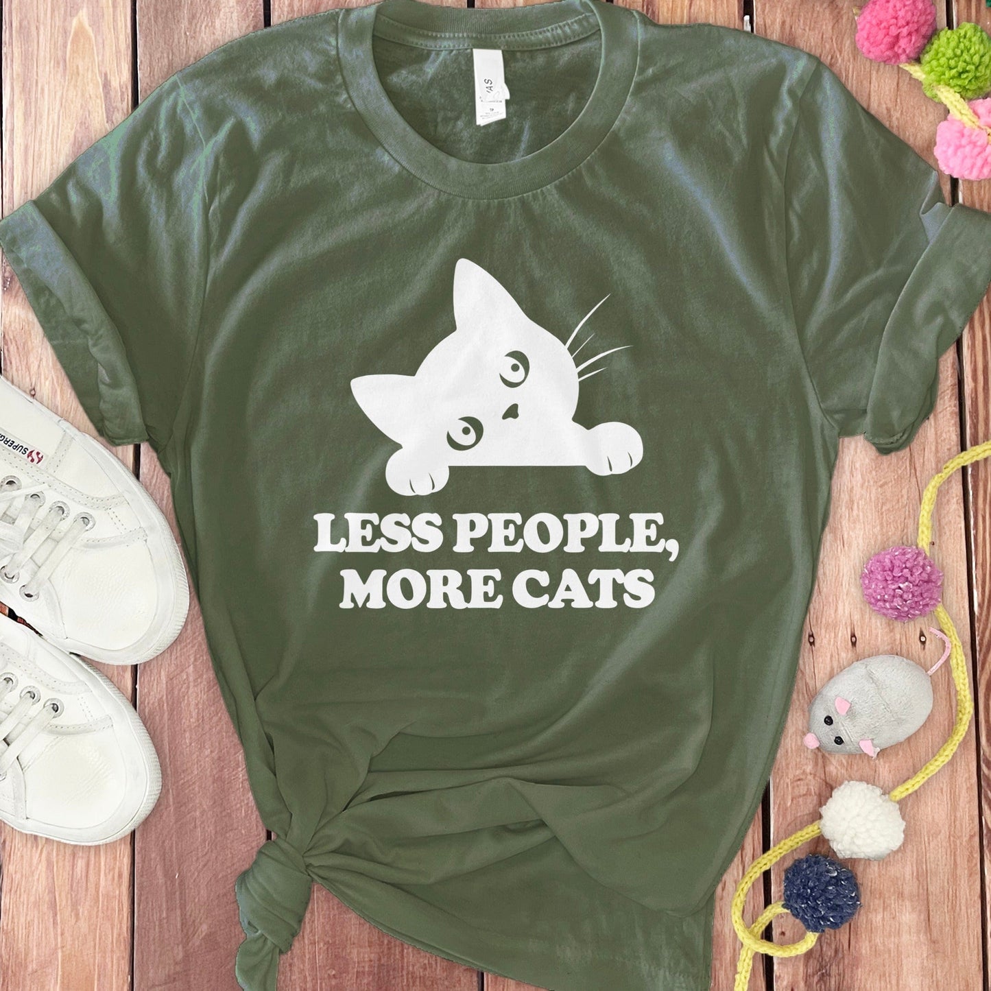 Less People More Cats Cute Cat Graphic T-Shirt product type