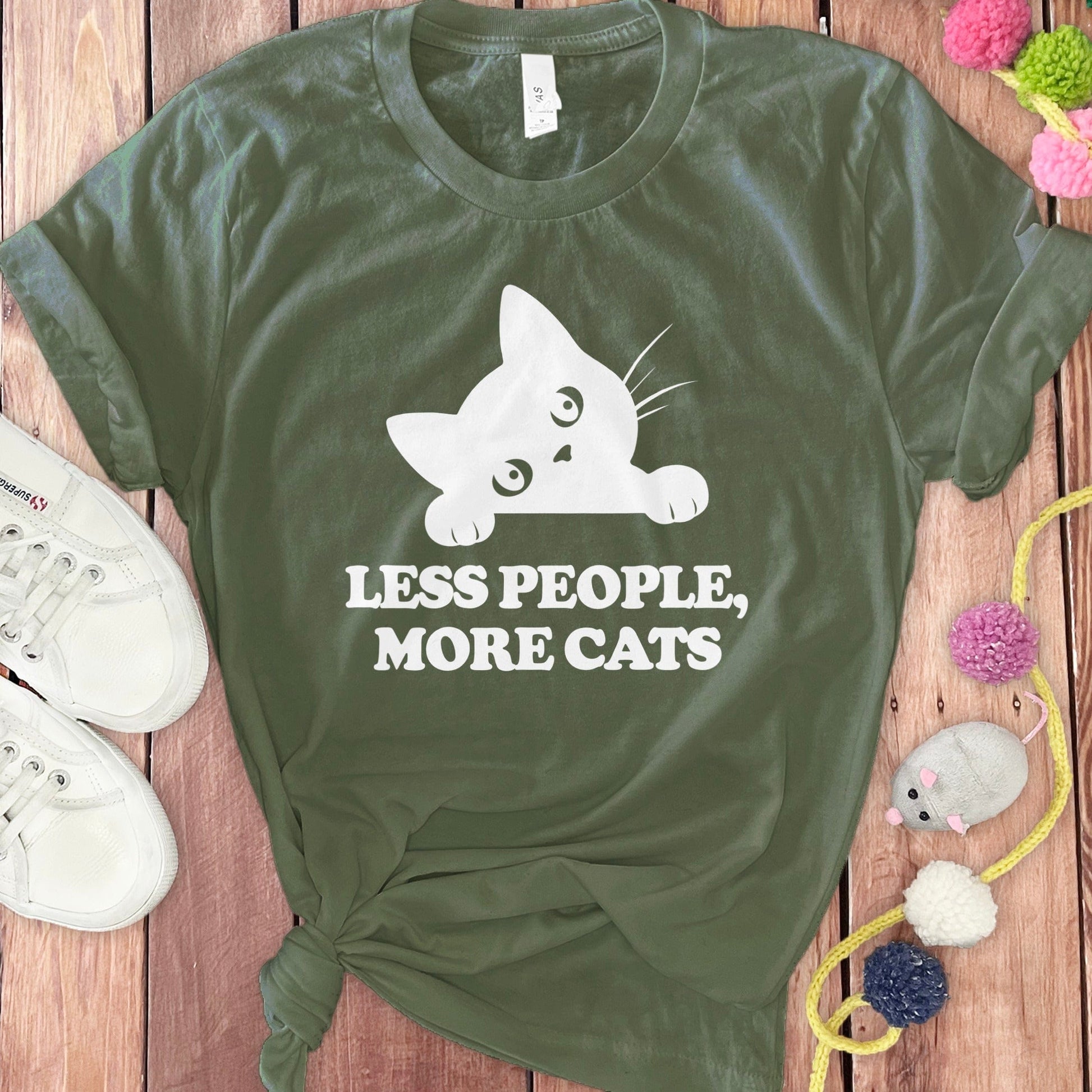 Less People More Cats Cute Cat Graphic T-Shirt product type