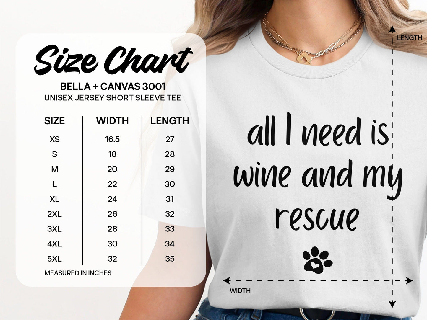 All I Need Is Wine And My Rescue Short Sleeve Tee product type