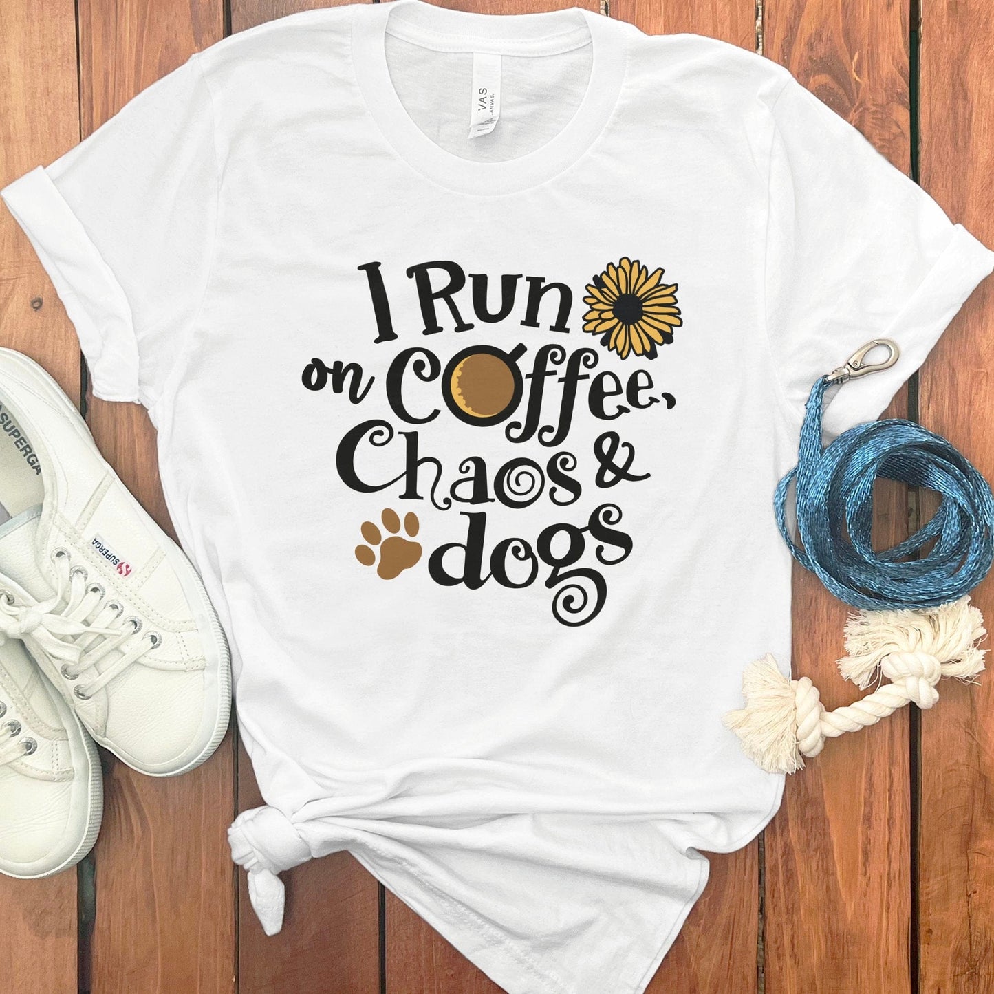 I Run on Coffee Chaos and Dogs Statement T Shirt product