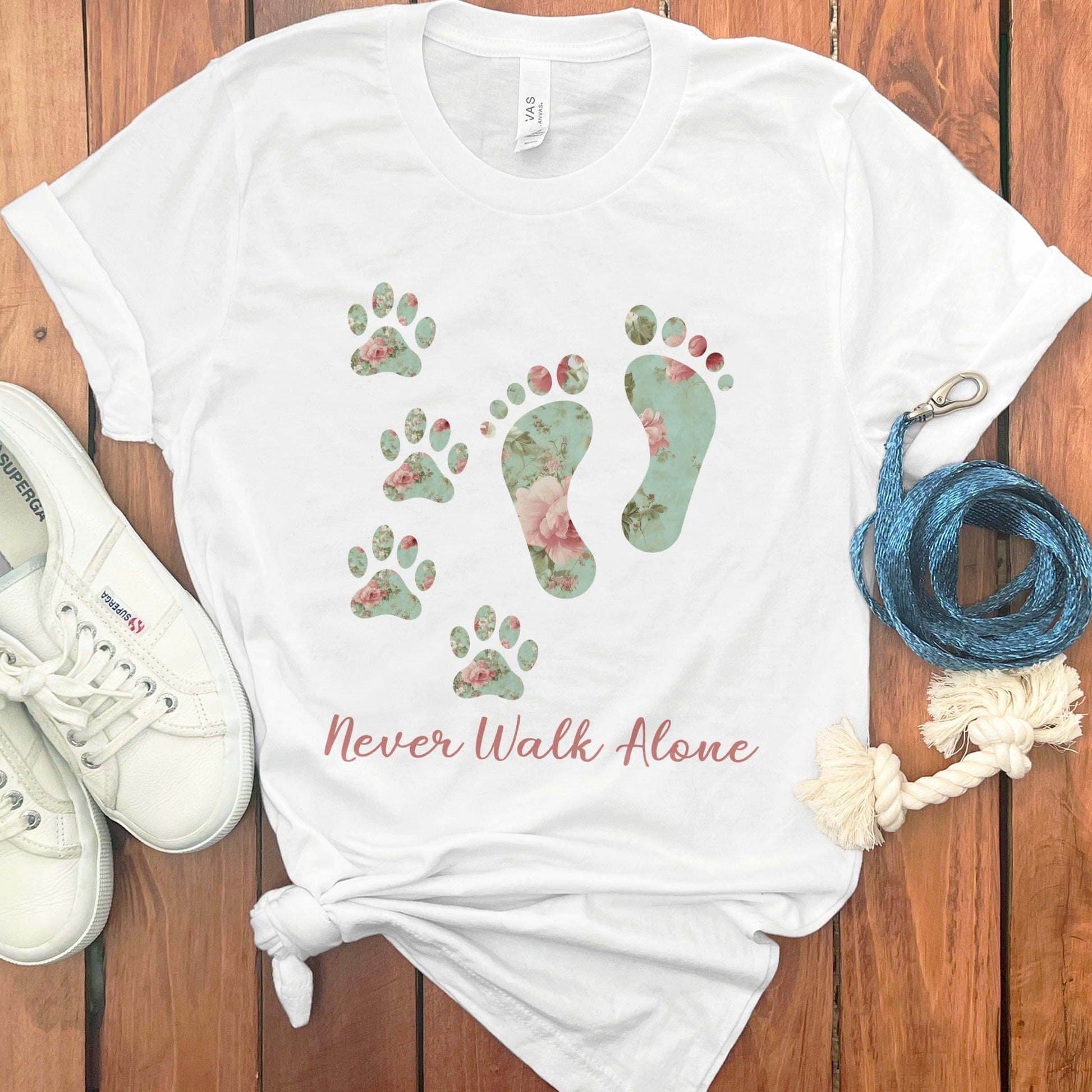 Never Walk Alone Footprint and Paw Print T-Shirt product