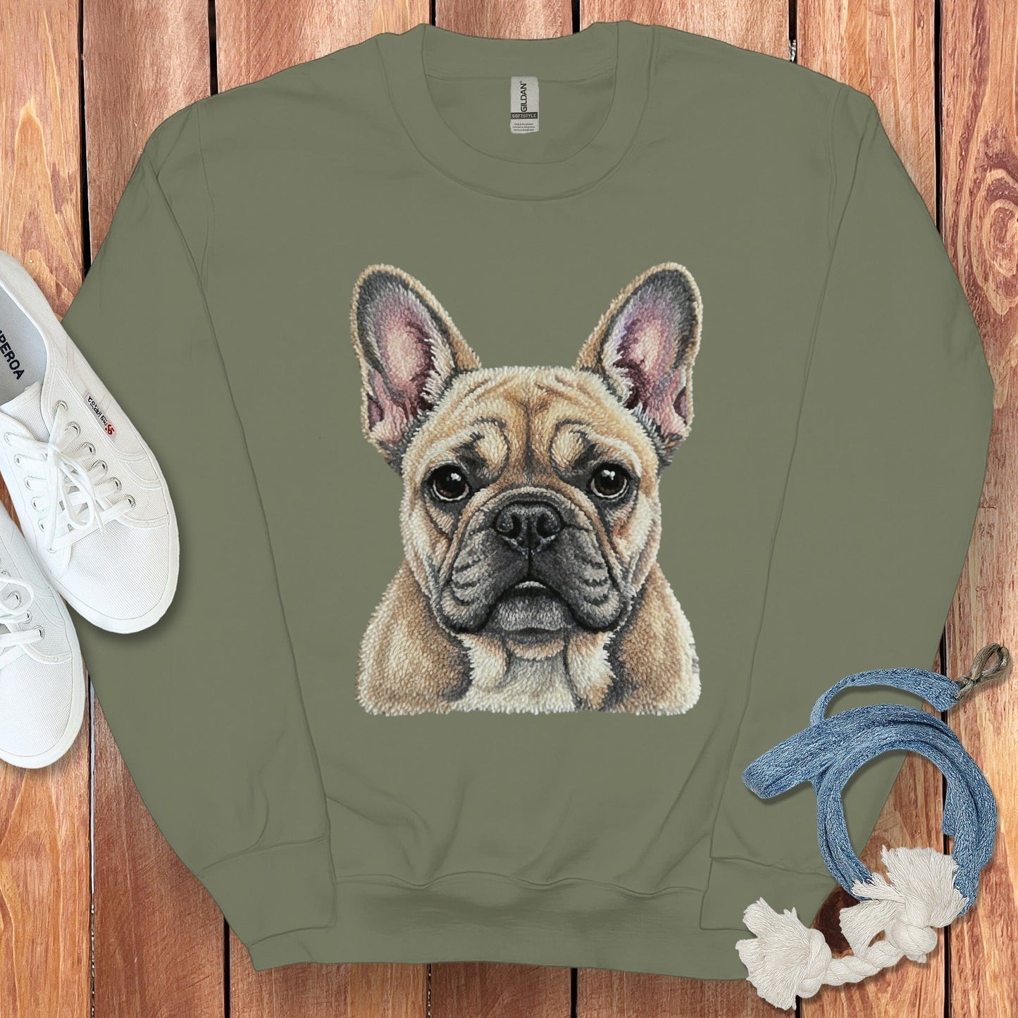 Cozy French Bulldog Face Print Sweatshirt