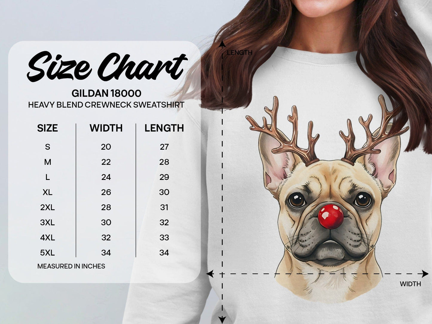 Funny French Bulldog with Reindeer Antlers Sweatshirt