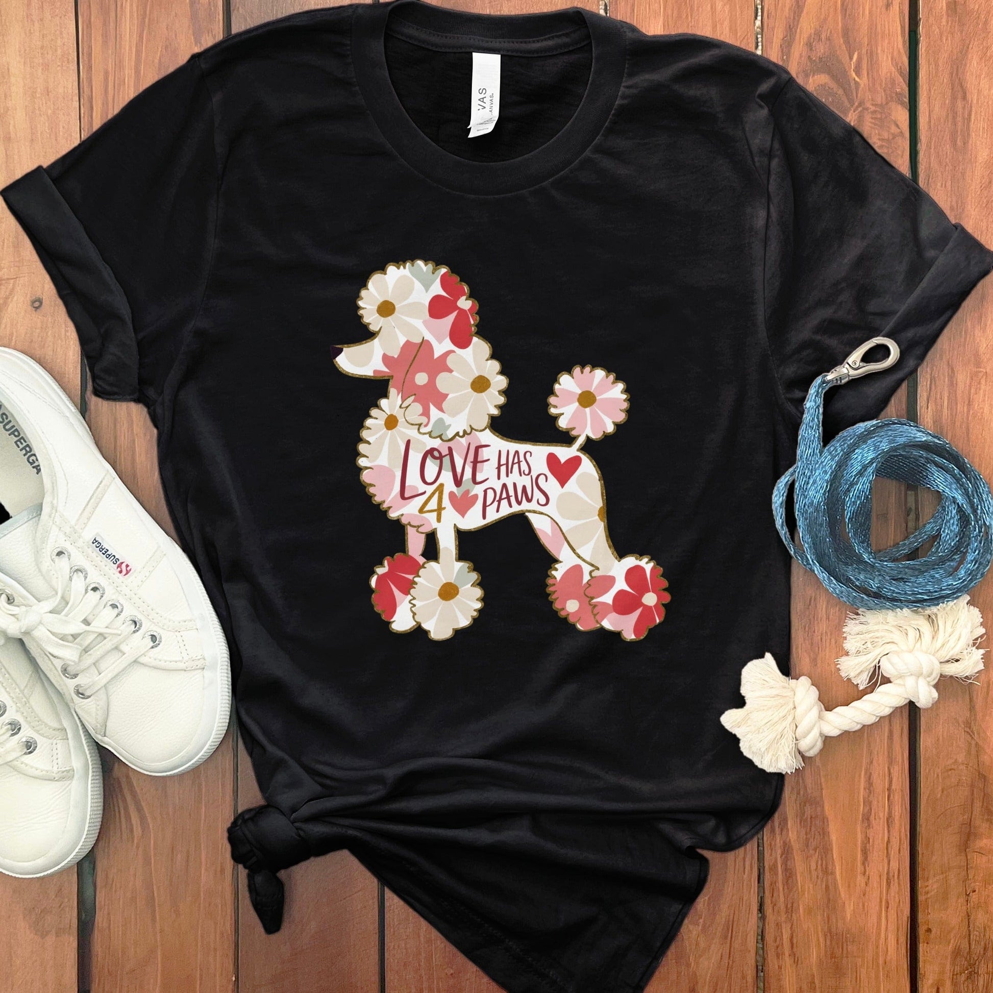 Love Has Four Paws Floral Poodle Graphic T-shirt product type
