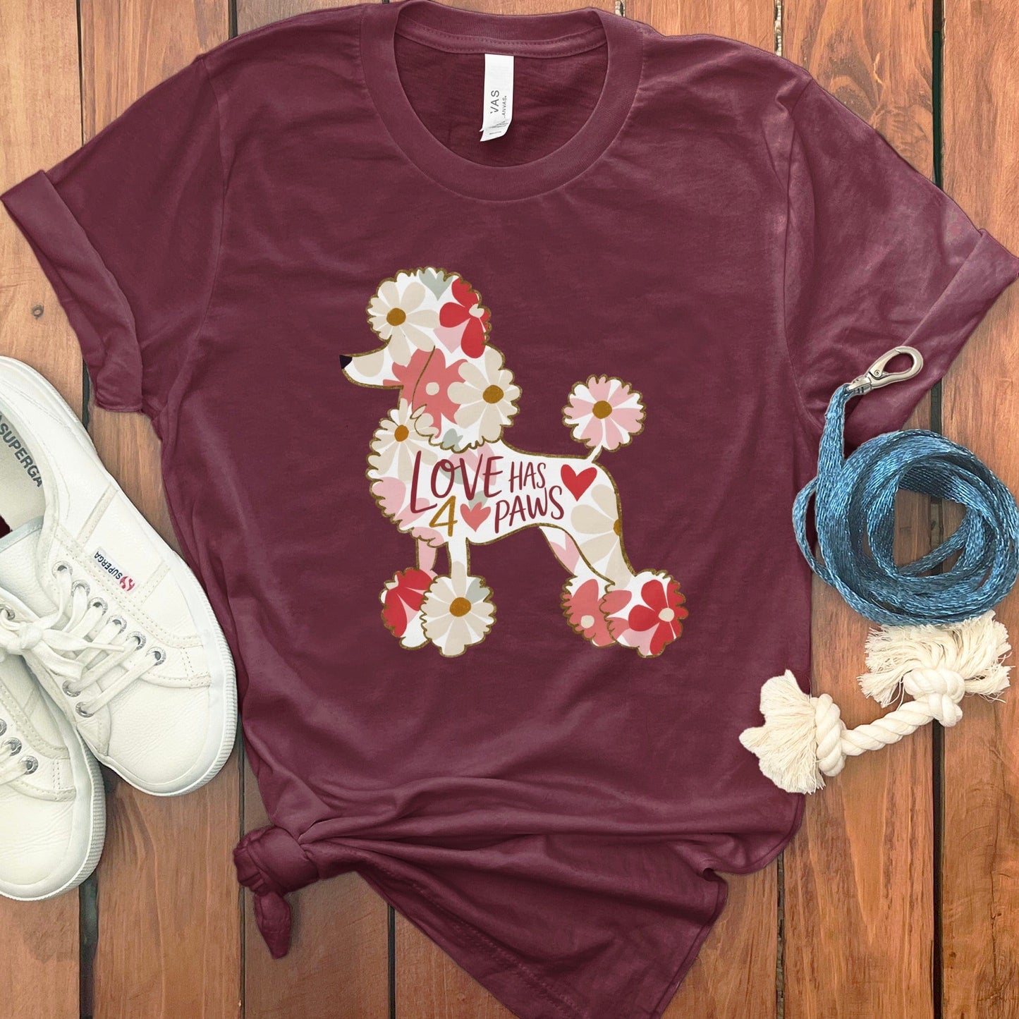 Love Has Four Paws Graphic Tee Shirt for Dog Lovers Product