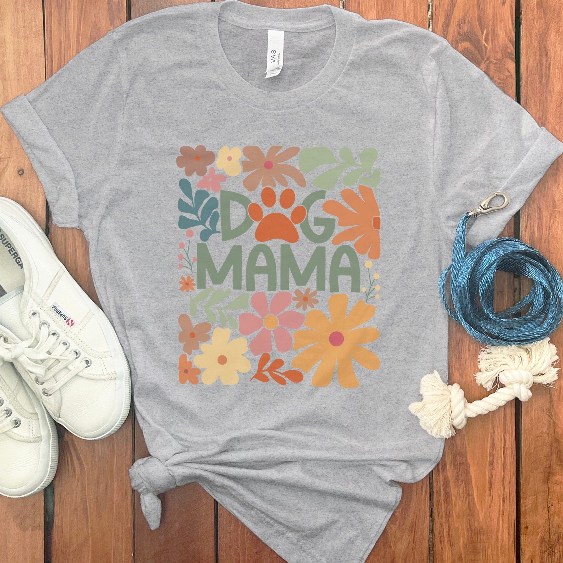 Dog Mama T-Shirt with Colorful Floral Design product type