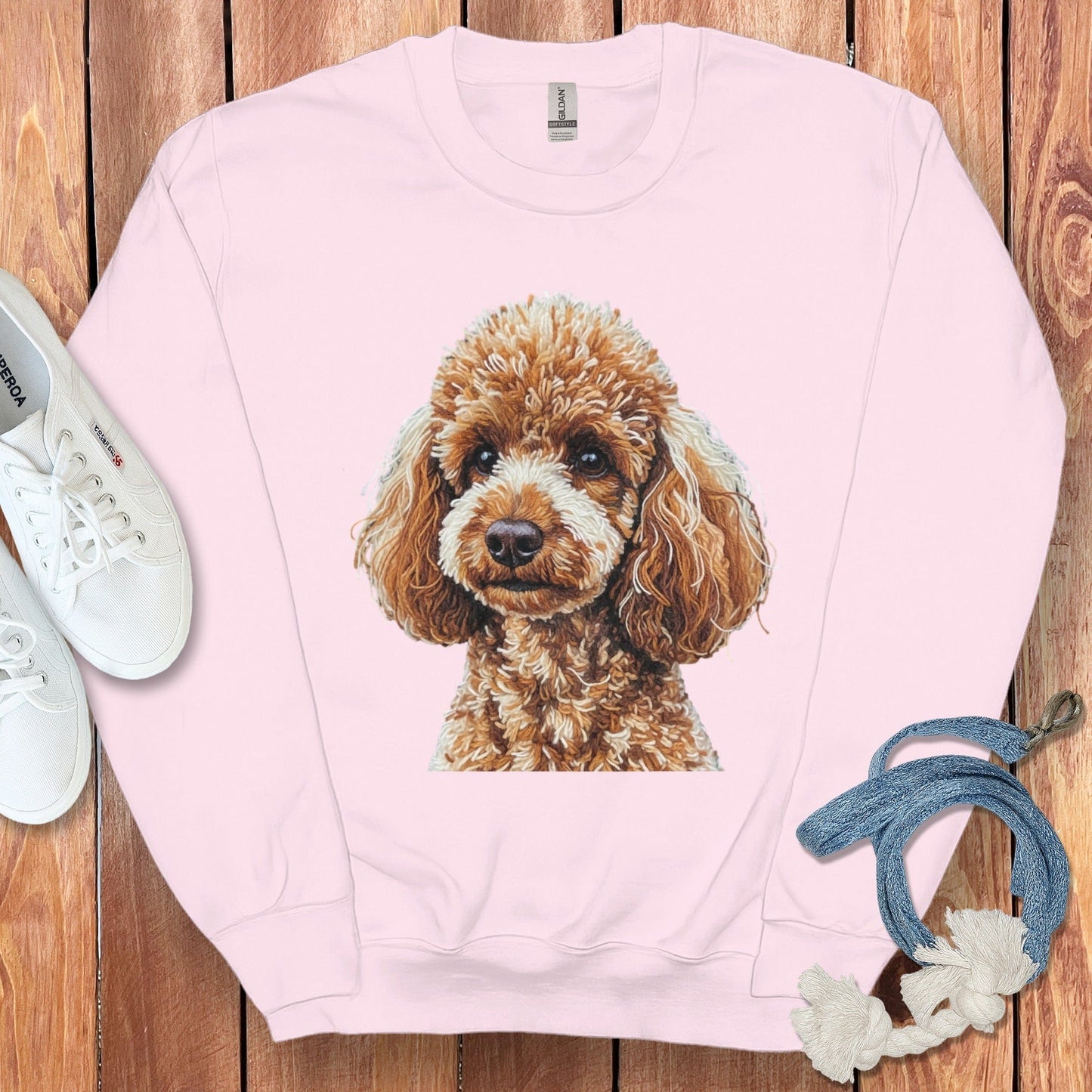 Cute Poodle Print Pink Sweatshirt for Dog Lovers