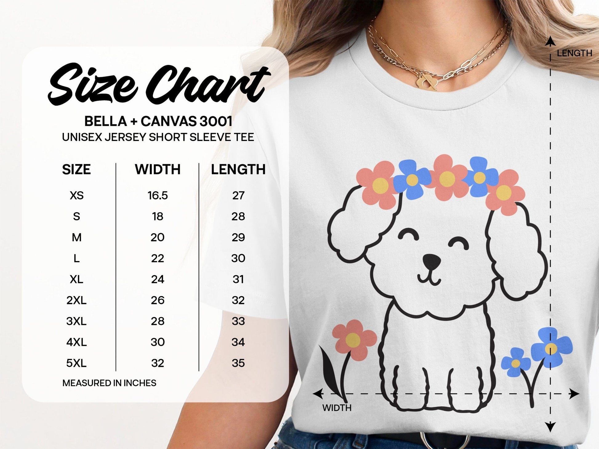 Cute Puppy with Flower Crown Short Sleeve Tee product type