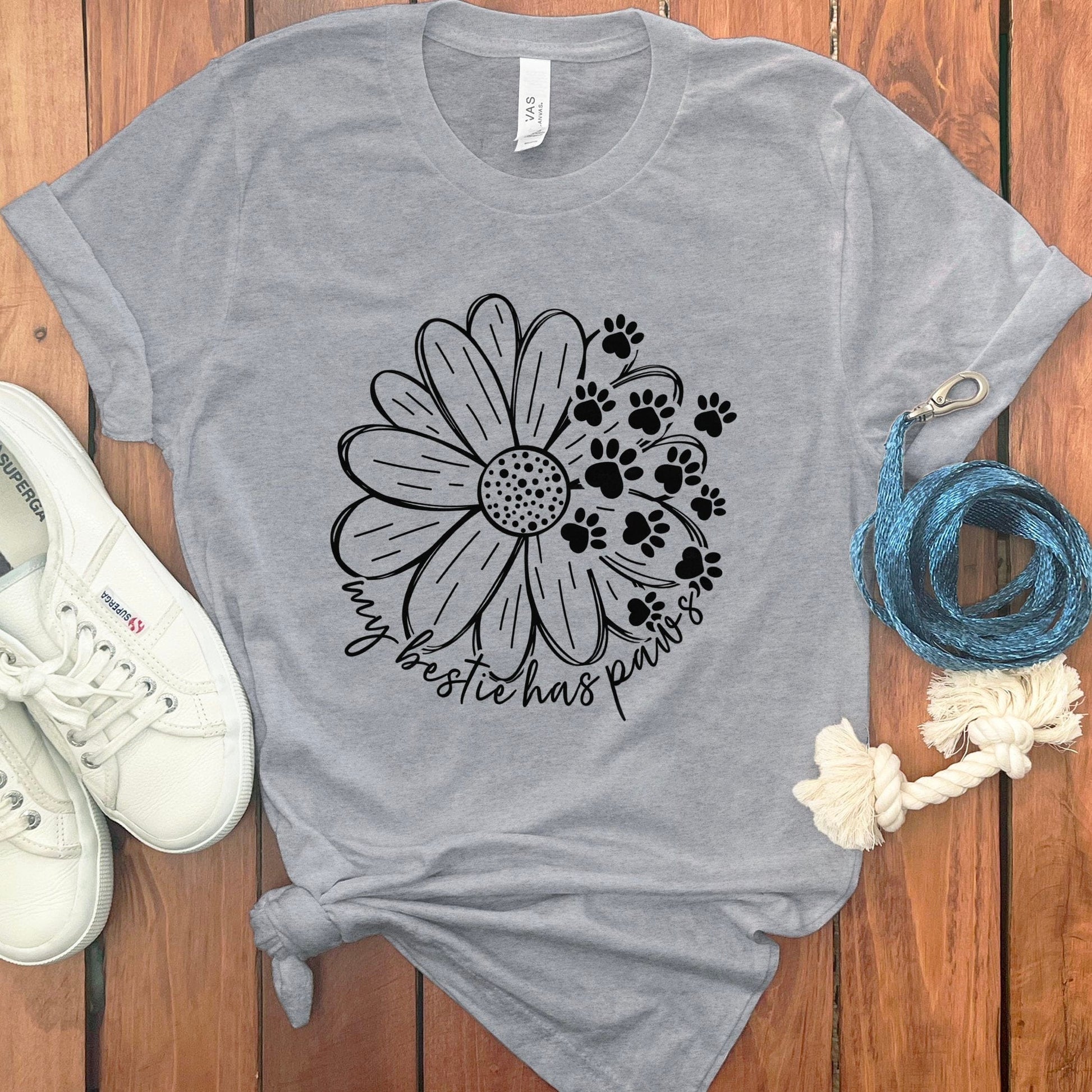 My Bestie Has Paws Daisy and Paw Print T-Shirt product