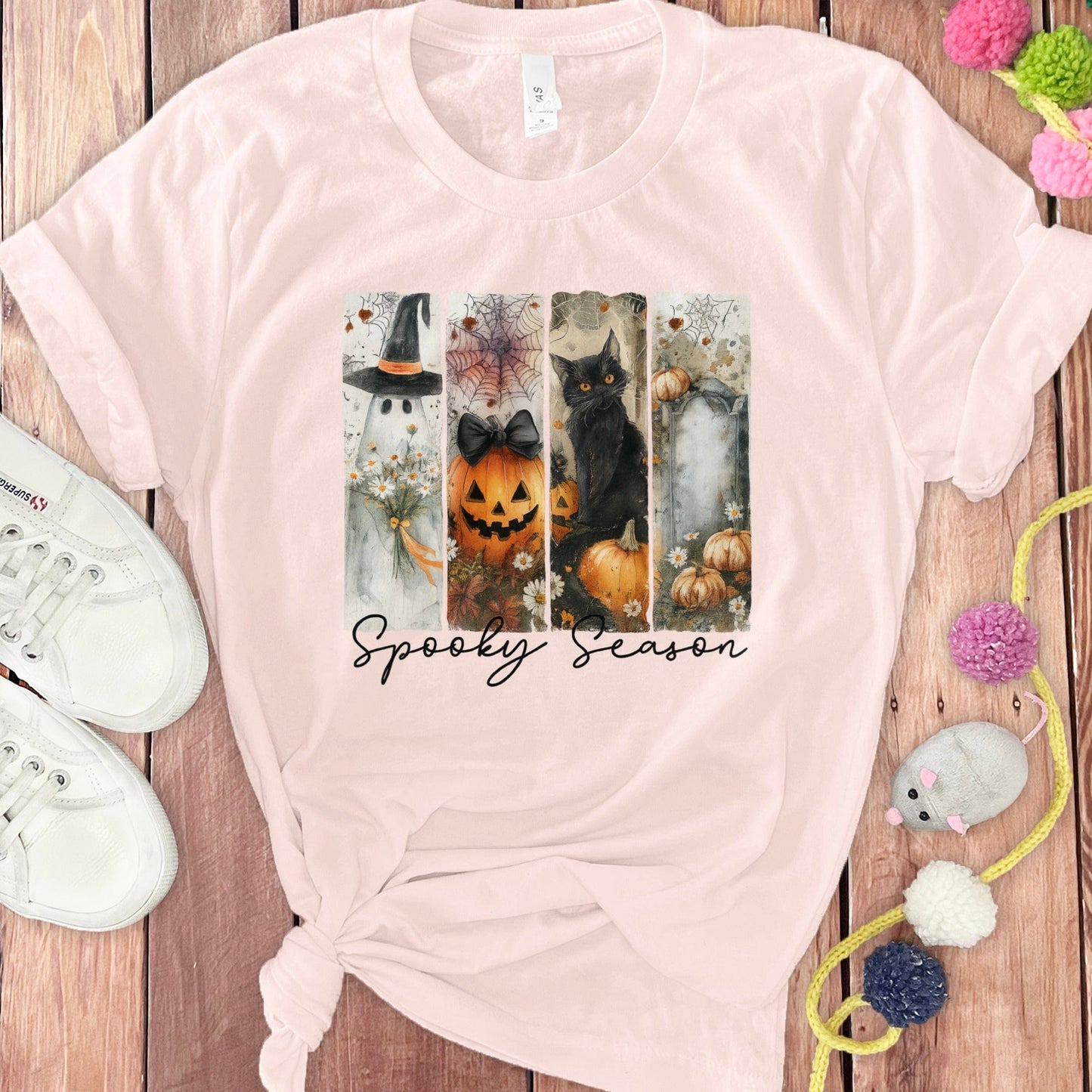 Spooky Season Cats Pumpkins Halloween T-Shirt Product Type