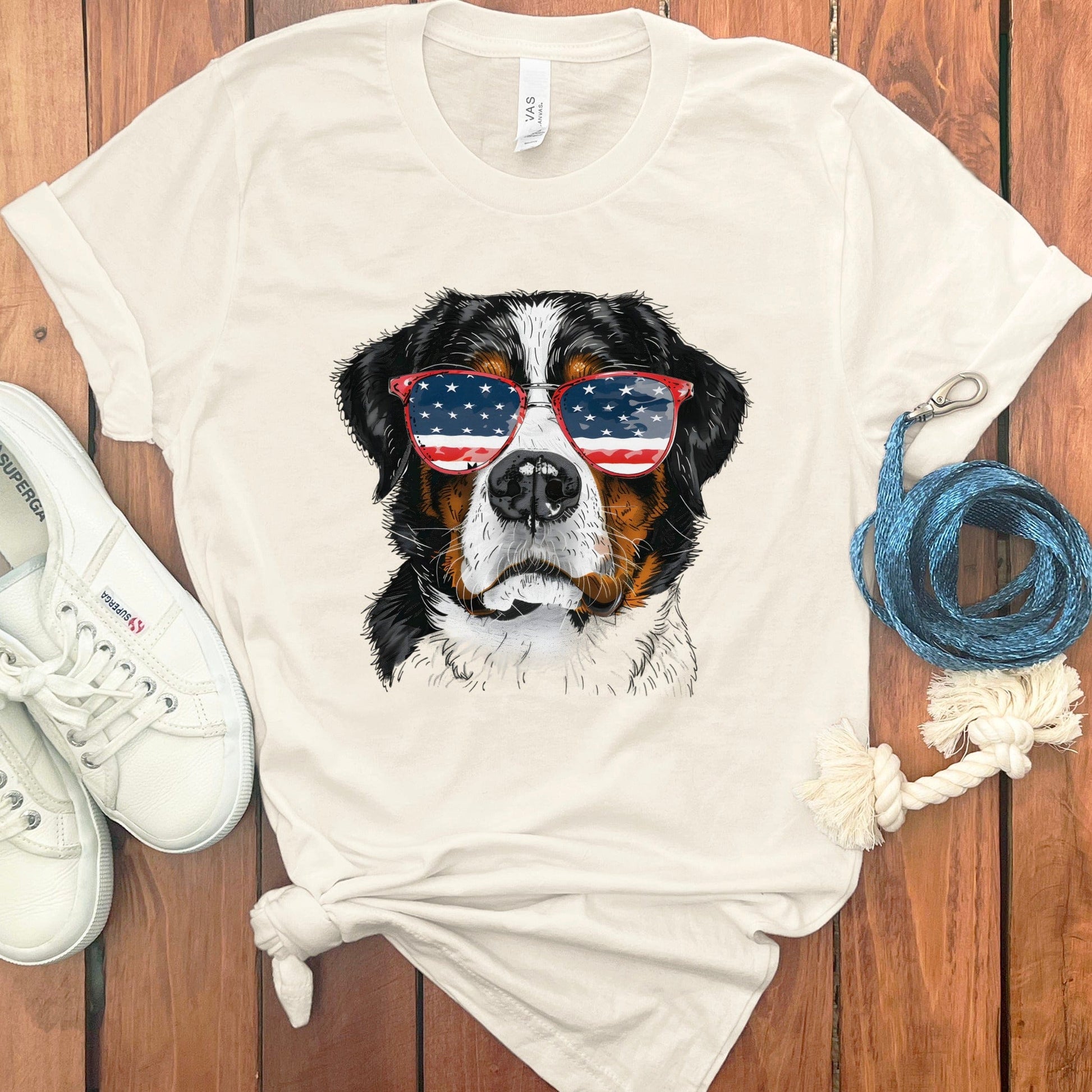 American Flag Sunglasses Dog Graphic Tee product