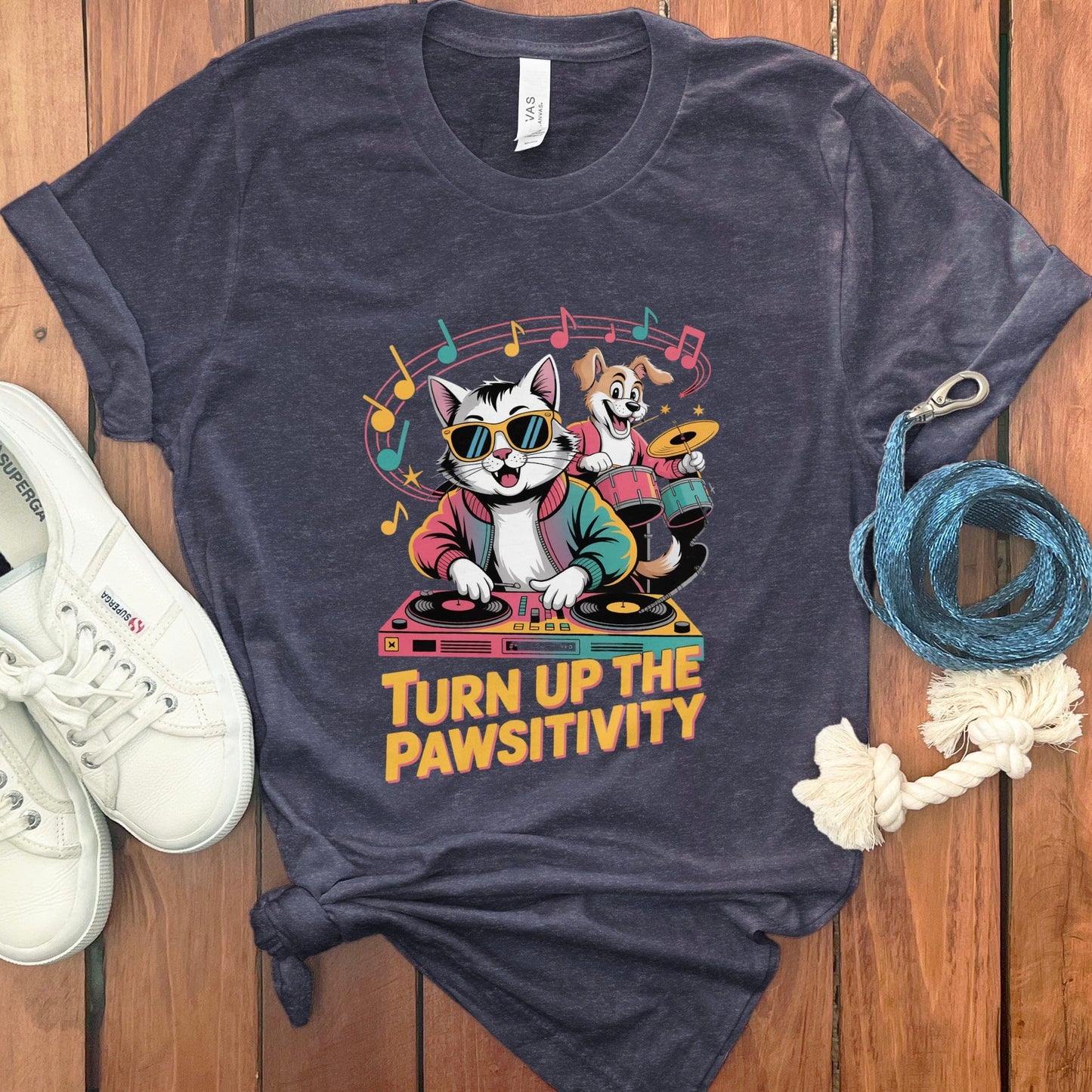 Turn Up The Pawsitivity Fun Musical Cats Shirt product