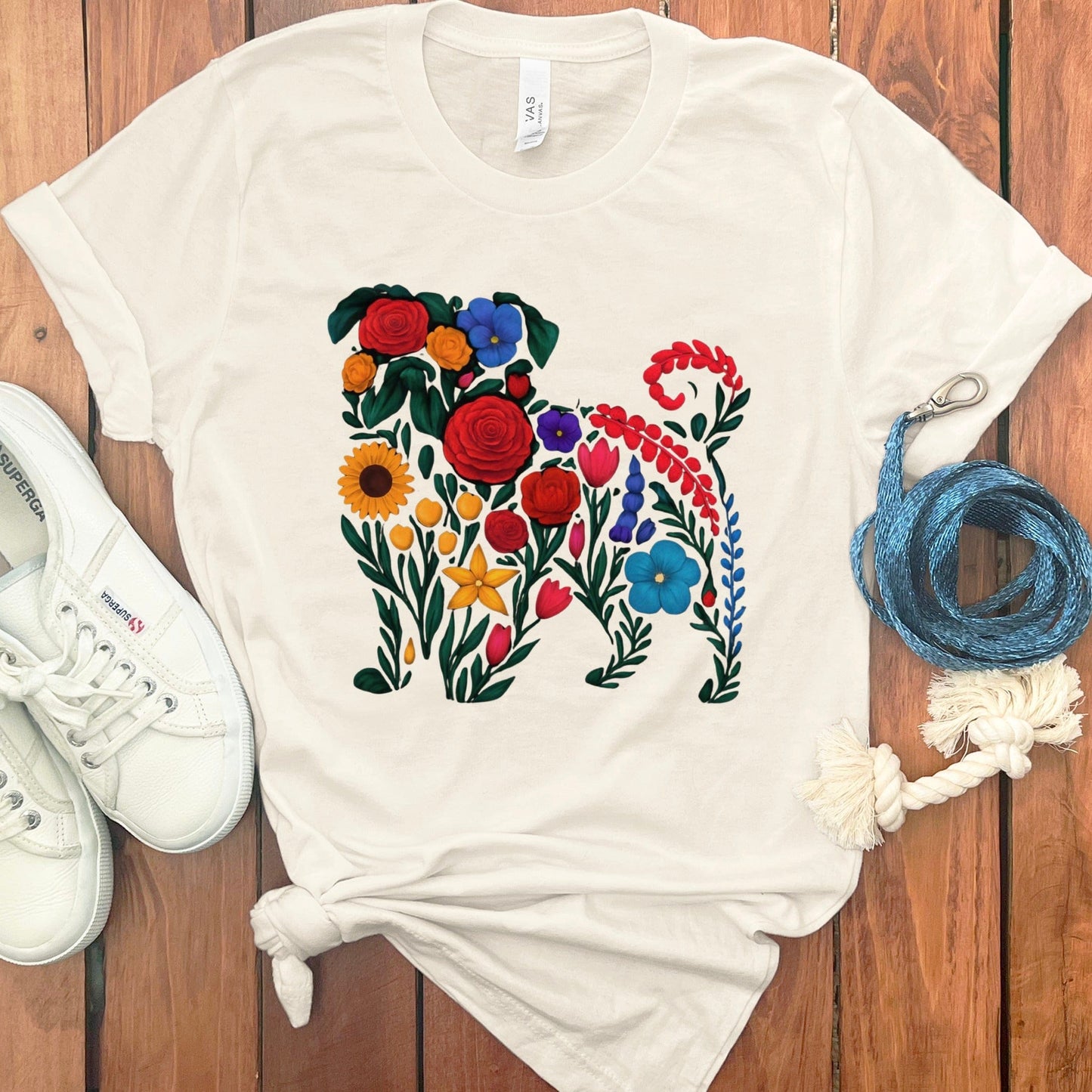 Colorful Floral Dog Graphic T-shirt product
