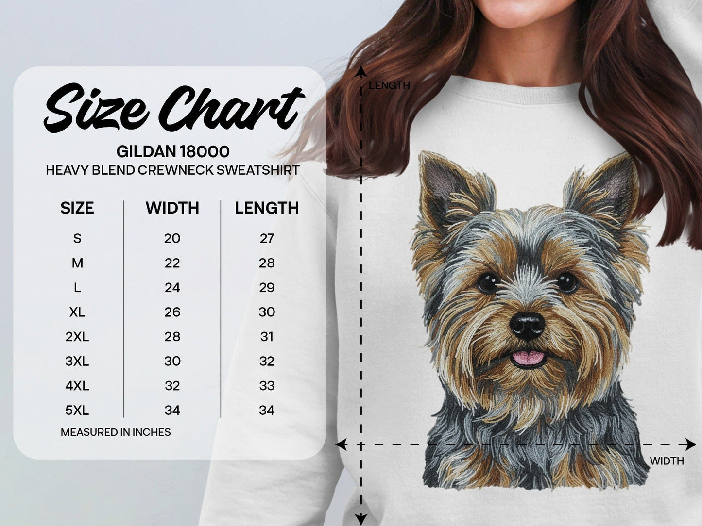 Cute Yorkie Dog Printed Gildan Heavy Blend Sweatshirt