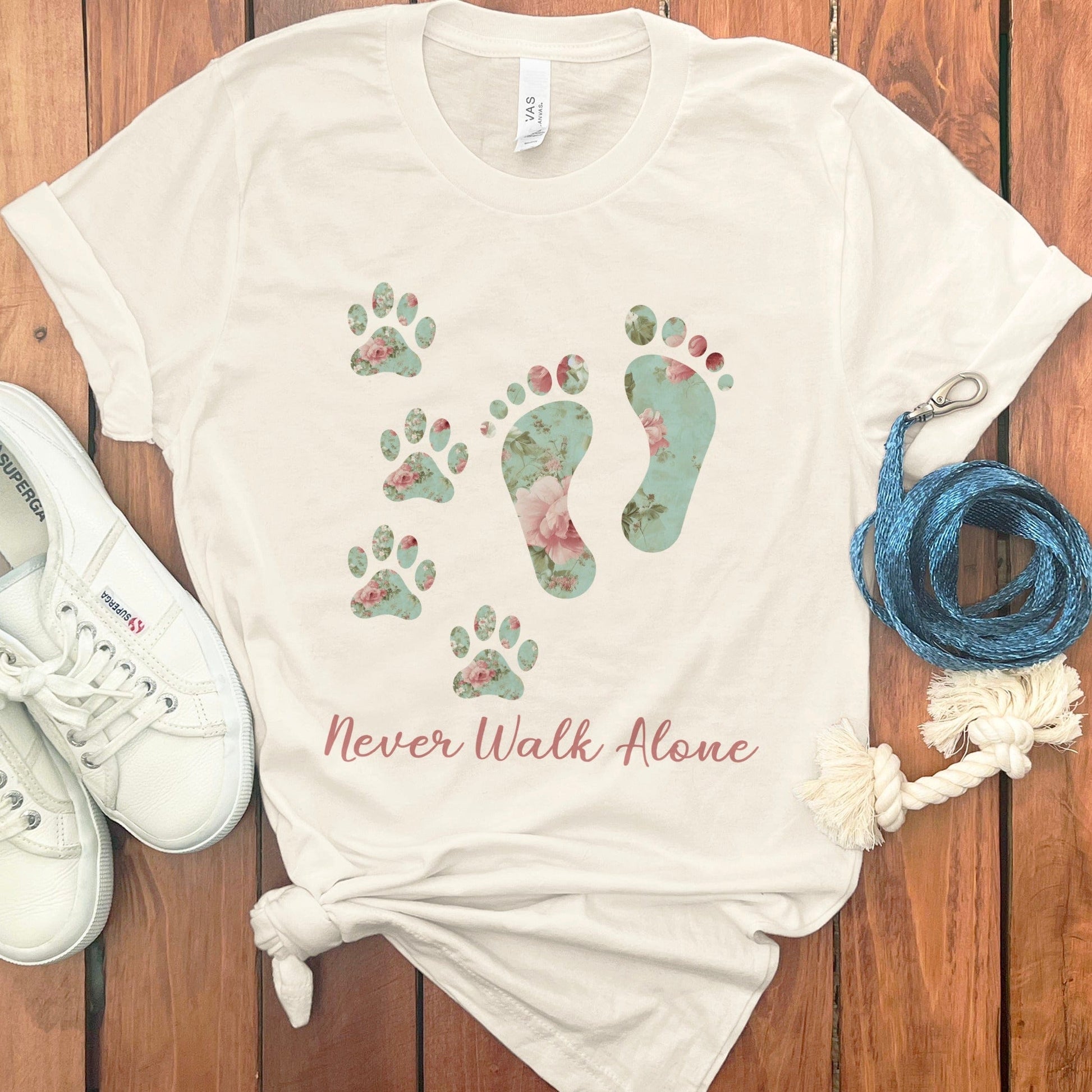 Never Walk Alone Paws and Feet Graphic Print Shirt product
