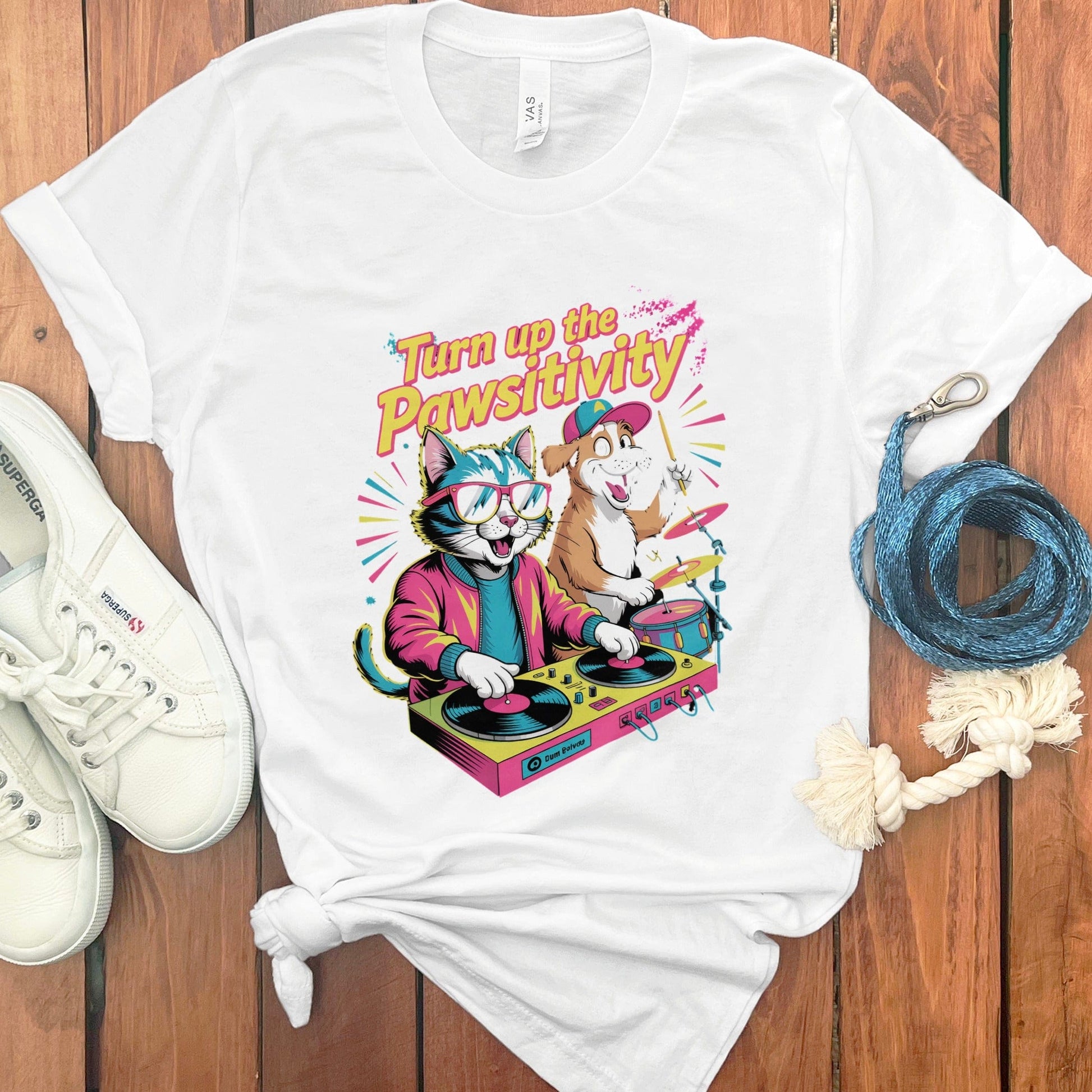 Turn up the Pawsitivity DJ Cats Graphic T-Shirt product