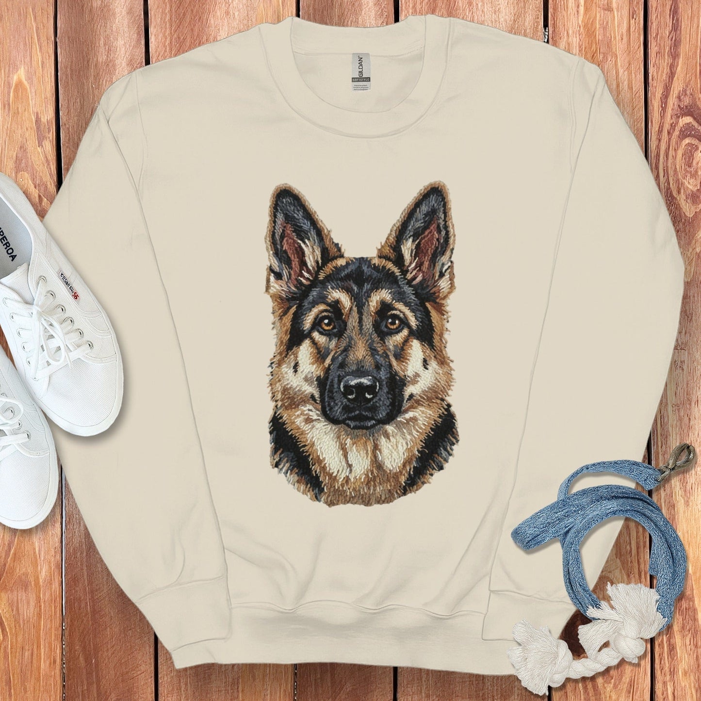 Detailed German Shepherd Embroidered Sweatshirt