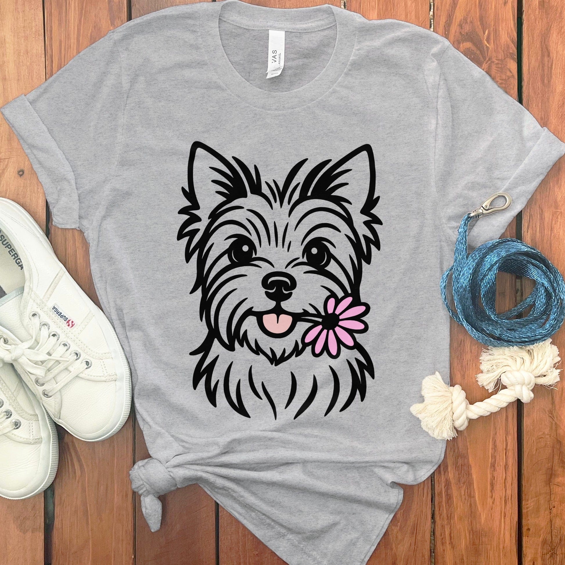 Adorable Cute Dog with Flower Graphic T-Shirt product