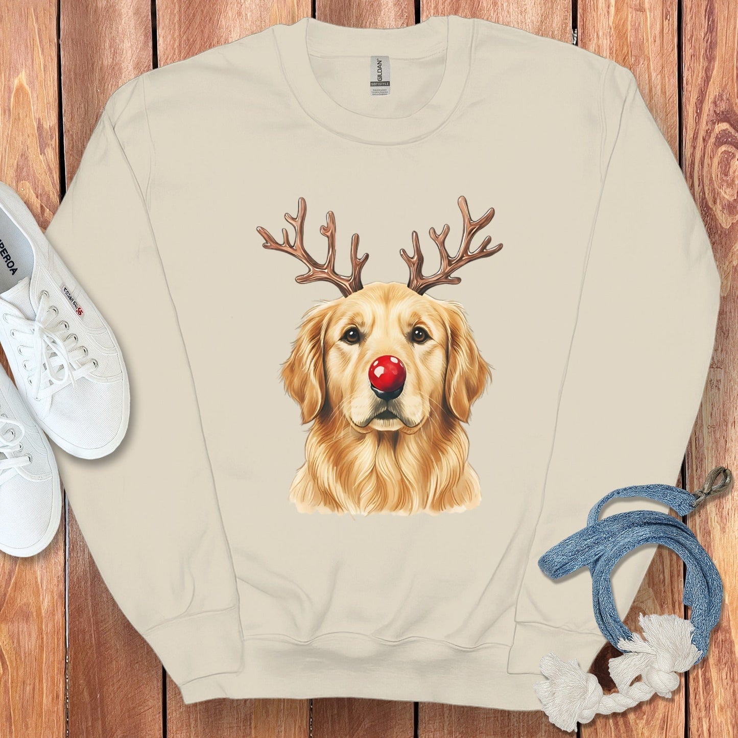 Cute Golden Retriever Reindeer Christmas Sweatshirt Product