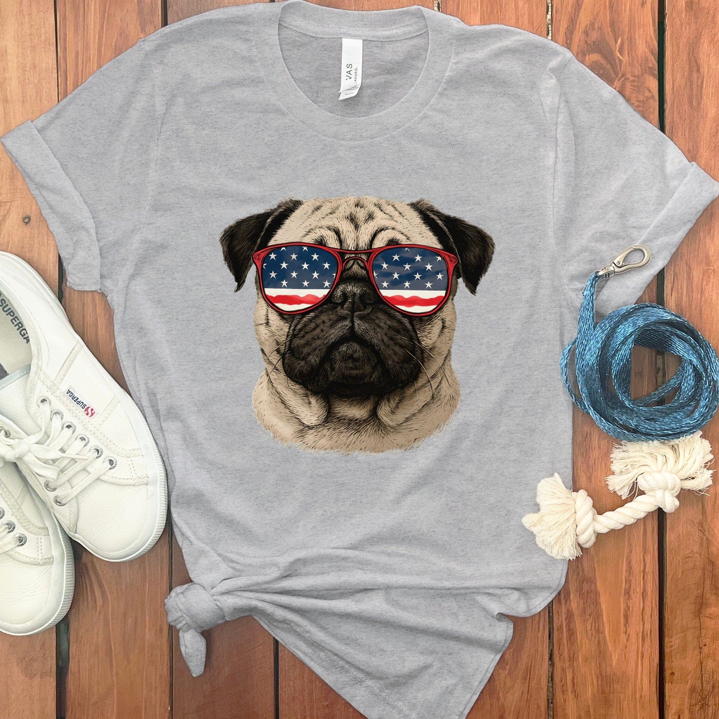 Cool Pug Wearing American Flag Glasses T-Shirt product