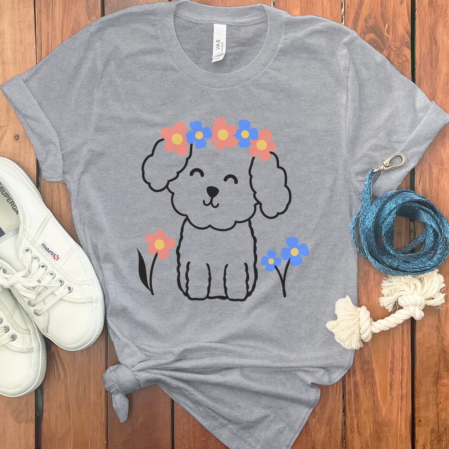 Adorable Puppy Floral Crown T-Shirt Product