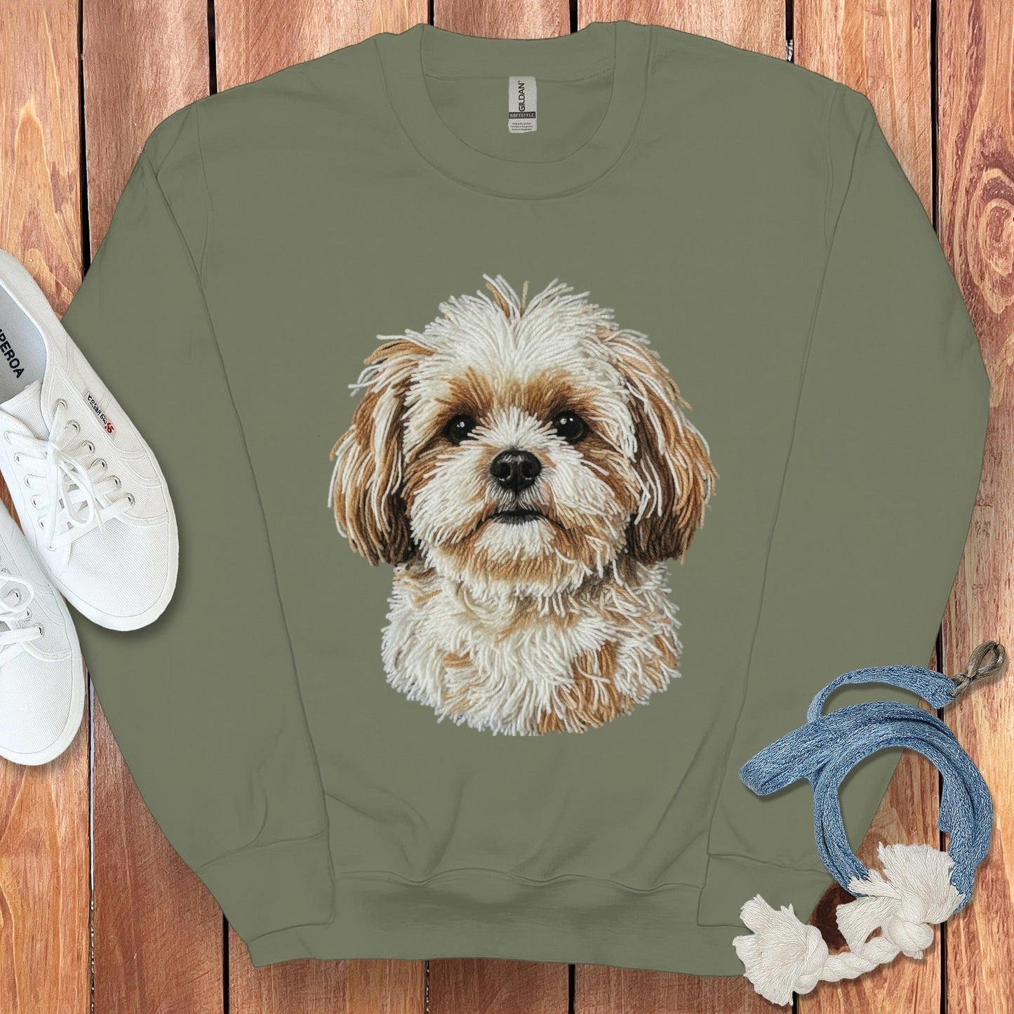 Adorable Fluffy Dog Print Sweatshirt for Pet Lovers