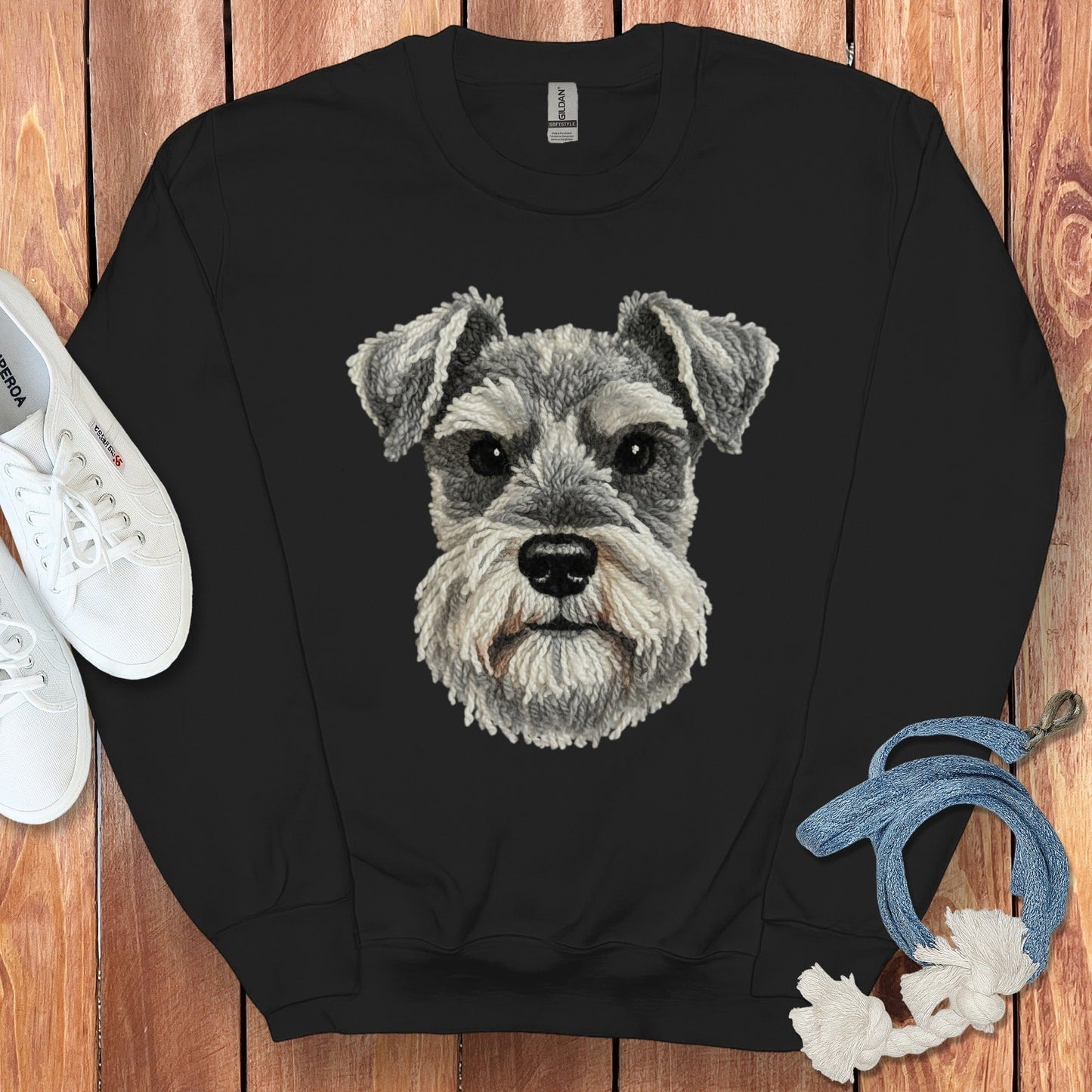 Cute Dog Face Embroidered Sweater Perfect Casual Outfit