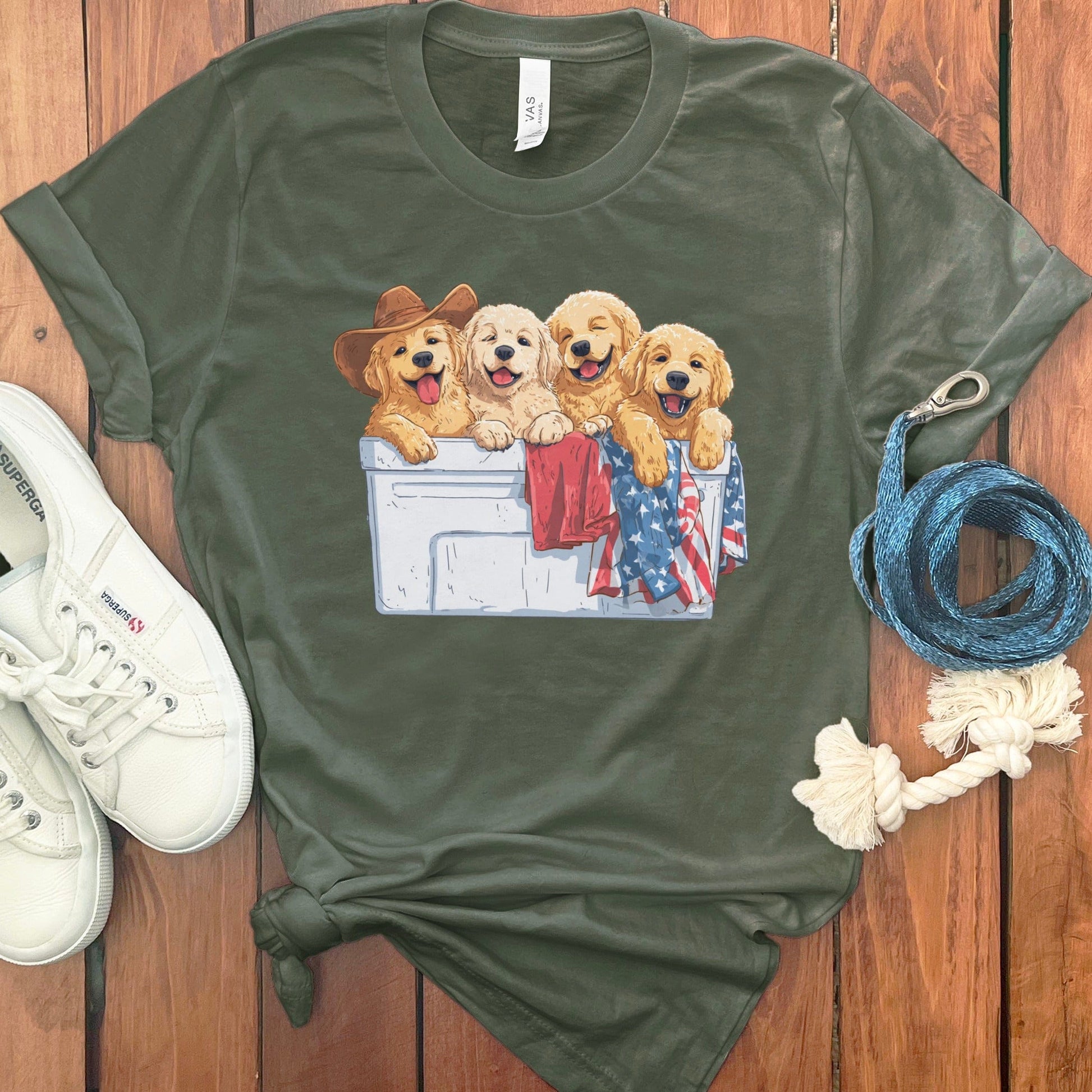 Adorable Puppies In A Cooler With Cowboy Hat T-shirt product type