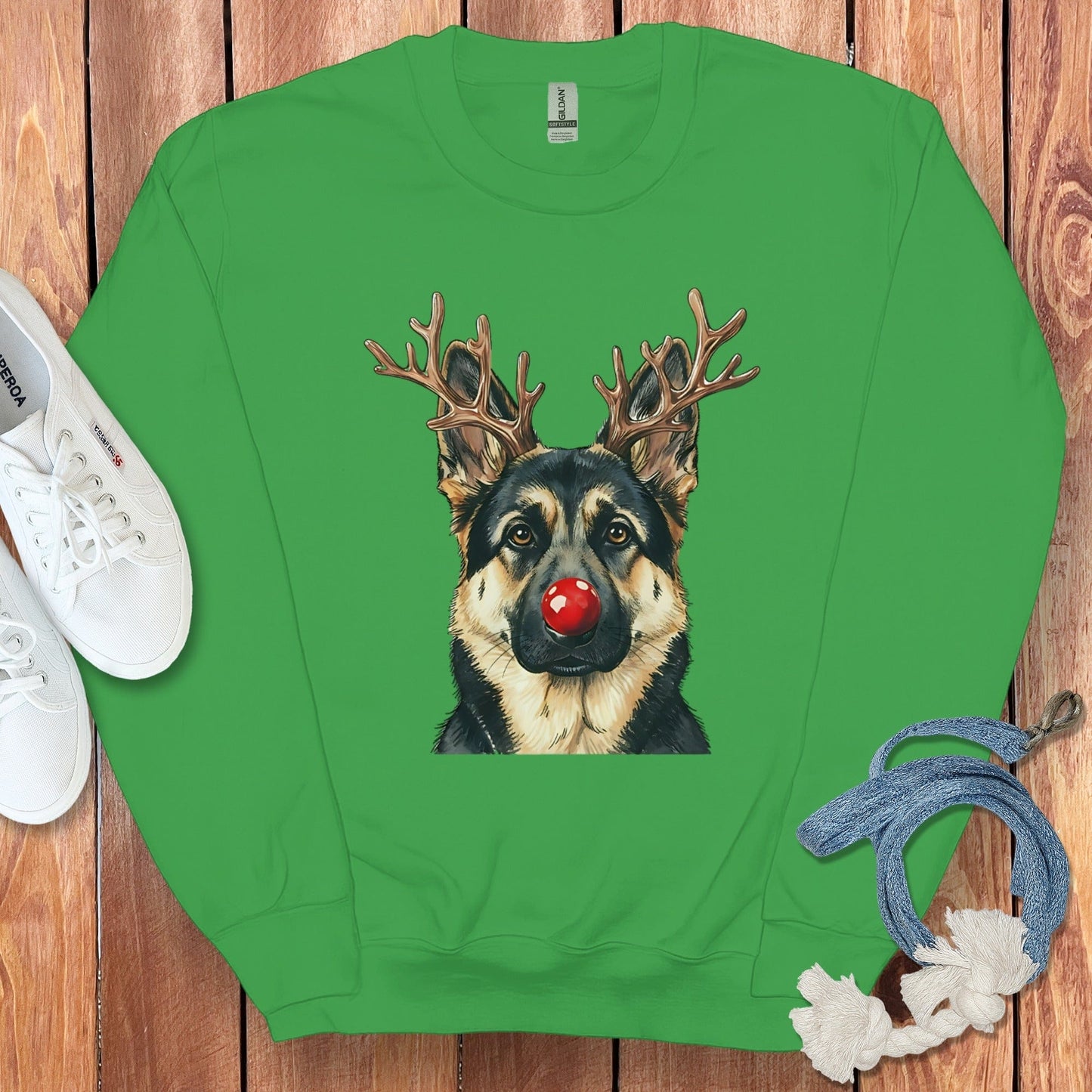 Festive German Shepherd Reindeer Dog Lover Apparel