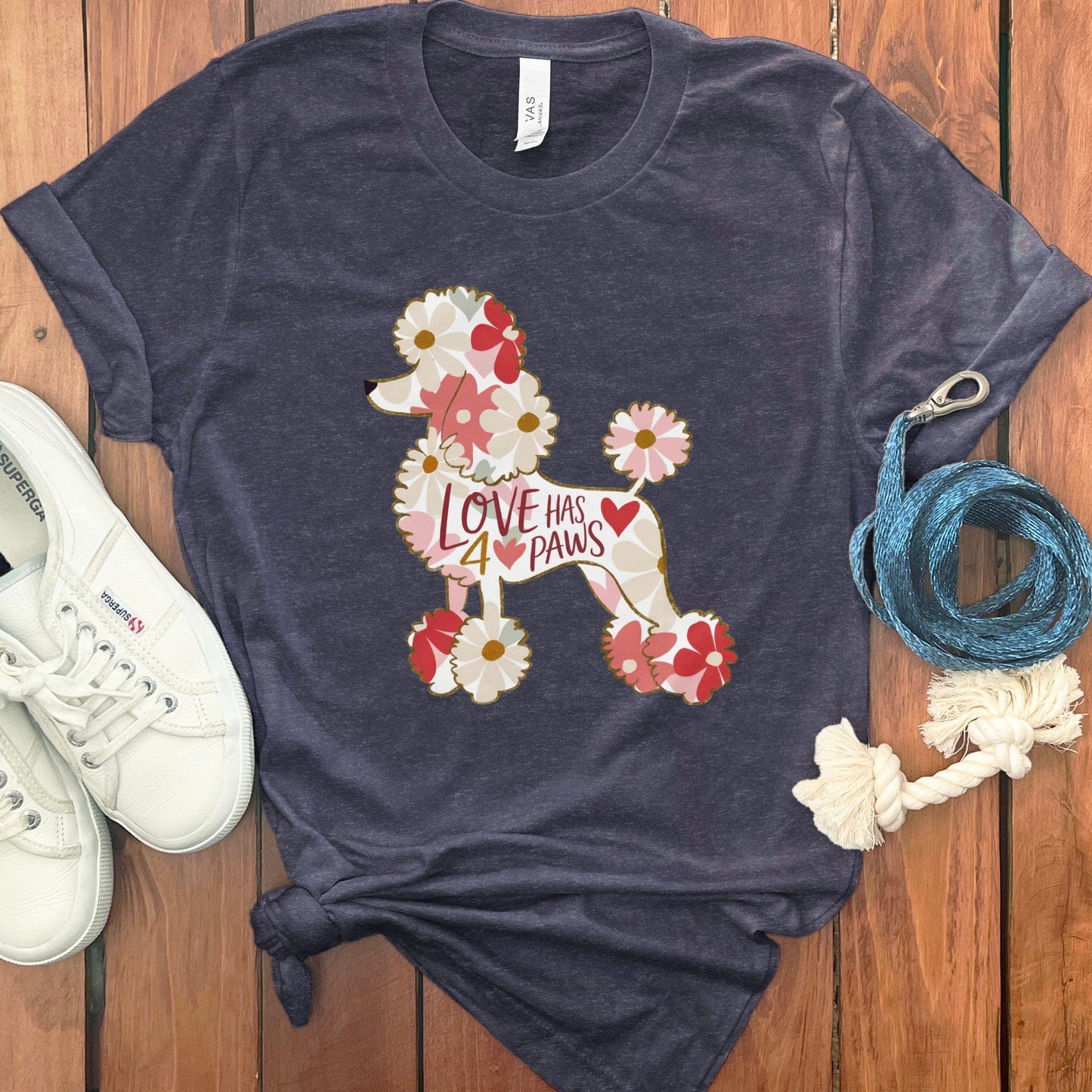 Love Has 4 Paws Floral Poodle Graphic Shirt product