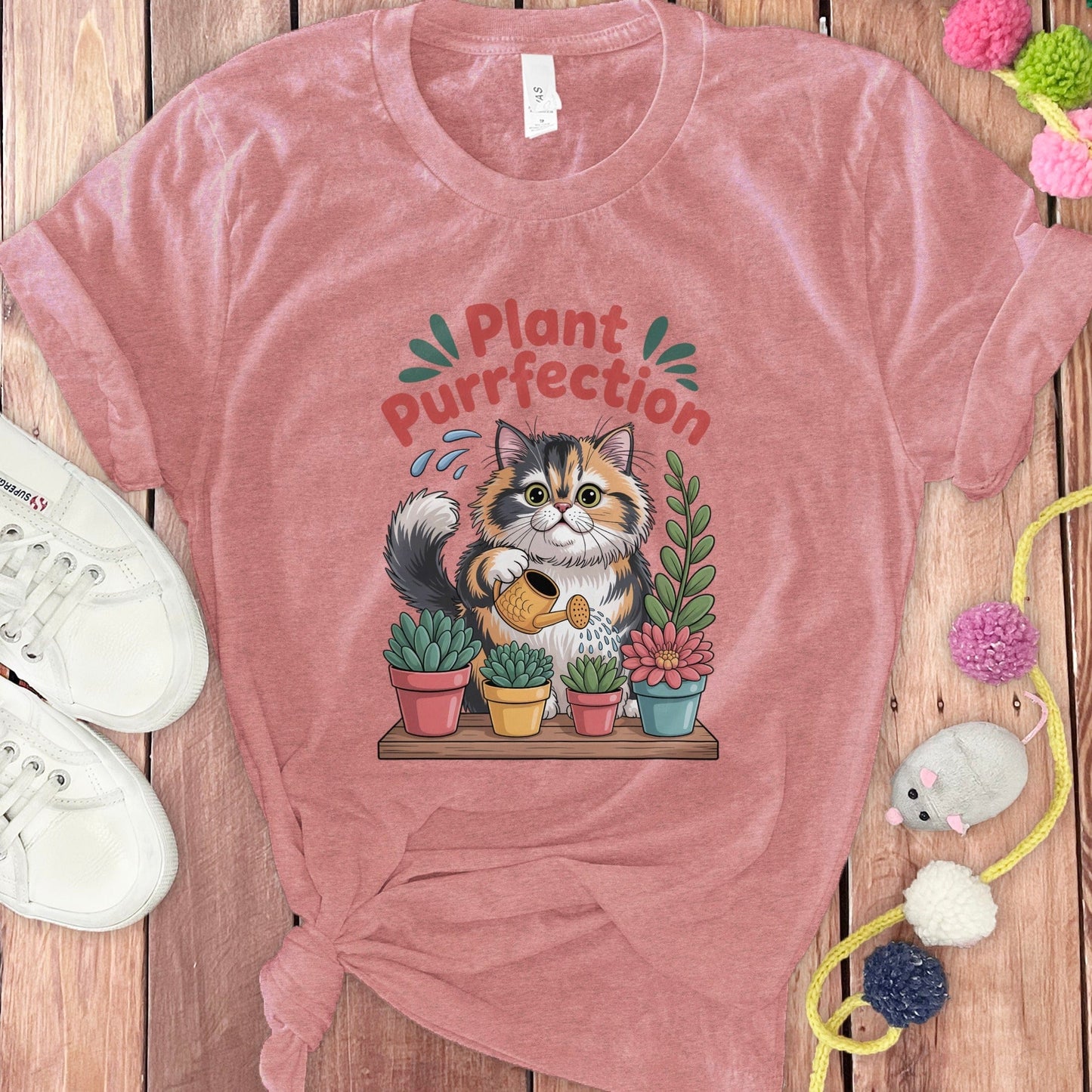 Cute Cat with Potted Plants Graphic T-shirt product type