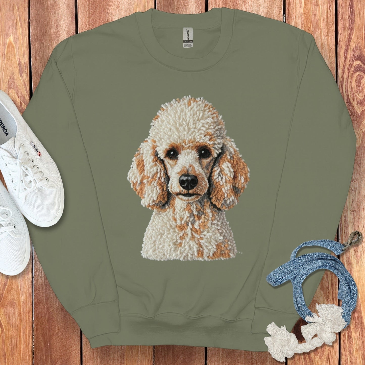 Cozy Sweatshirt Featuring Adorable Poodle Graphic Design