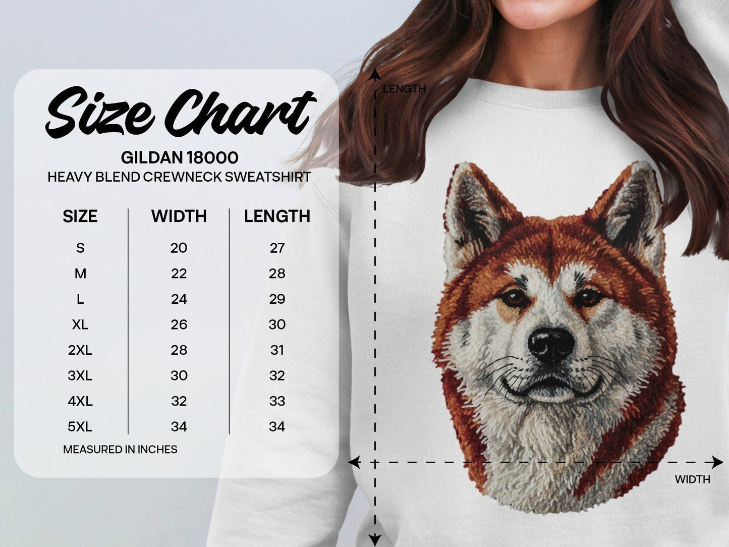 Akita Dog Print Gildan 18000 Heavy Blend Sweatshirt