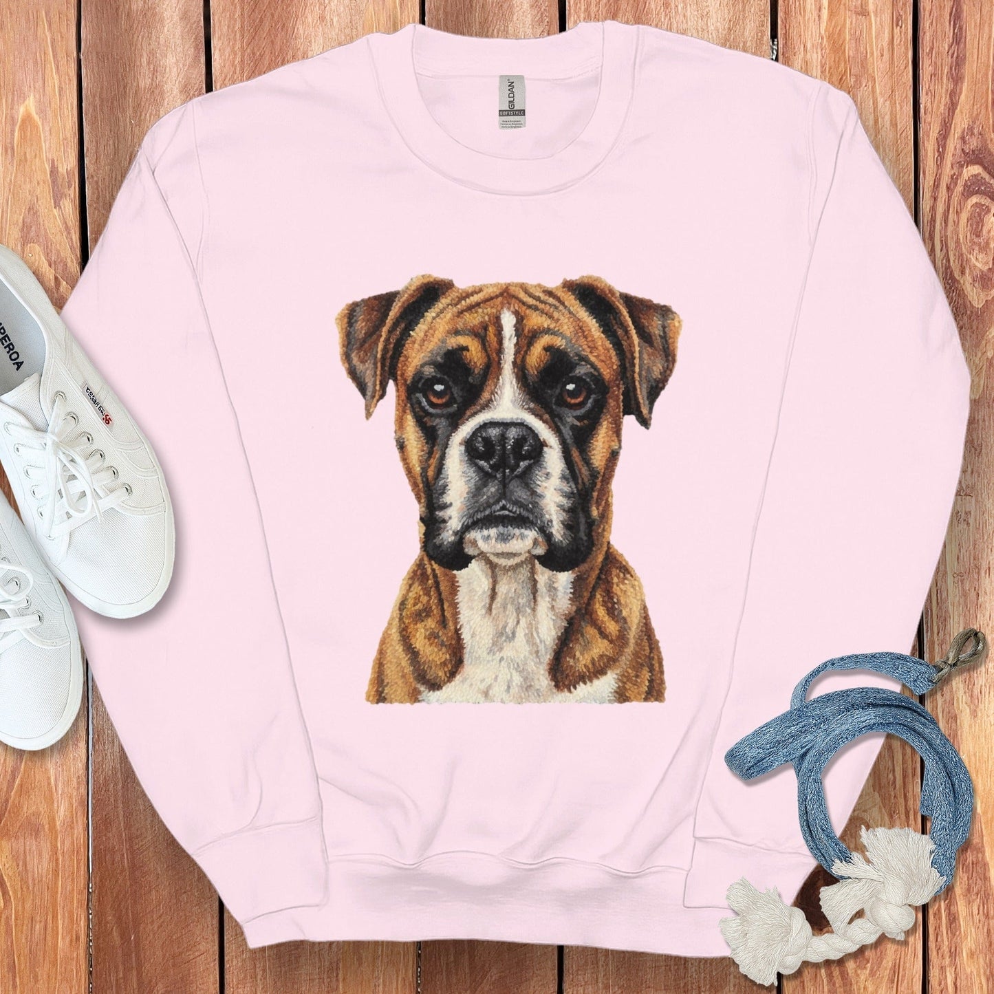 Boxer Dog Printed Long Sleeve Sweatshirt